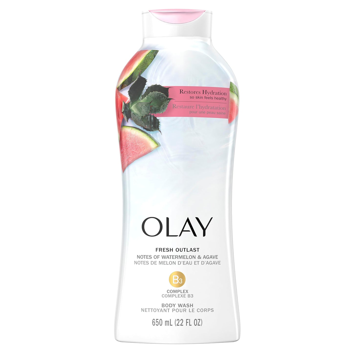 Olay Fresh Outlast Notes of Watermelon & Agave Body Wash, 22 fl oz (Pack of 4)