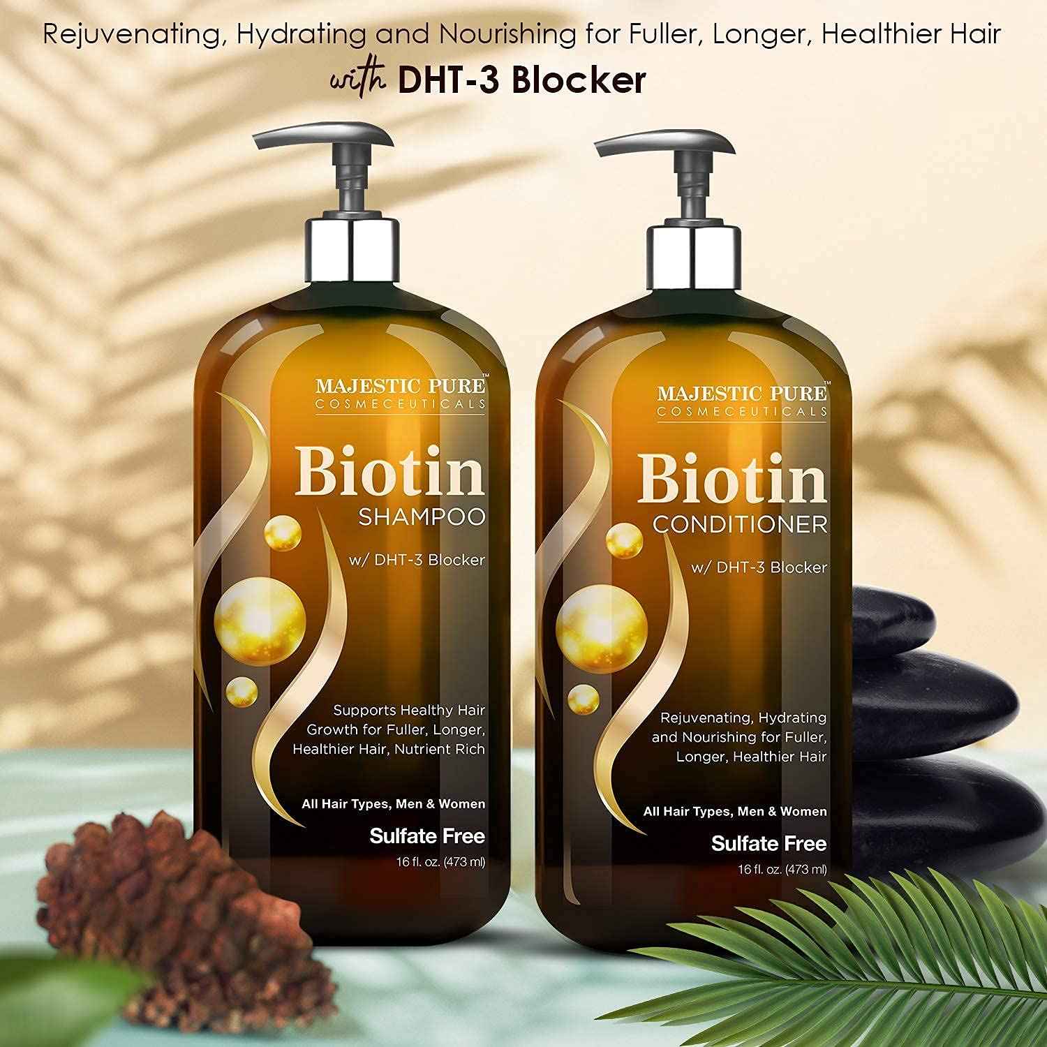 Majestic Pure Biotin with DHT Blocker Complex Shampoo and Conditioner Set (16 oz each) and Biotin Shampoo (16 oz) Bundle