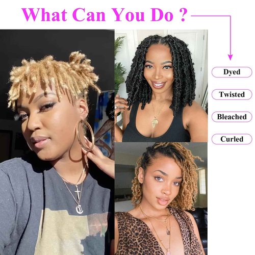 0.2 cm Width 6 Inch 30 Strands Human Hair Loc Extensions, Natural Black 100% Full Handmade Permanent Real Human Hair Dreadlock Extensions for Women/Men/Kids Can Be Dyed Bleached Curled Twisted