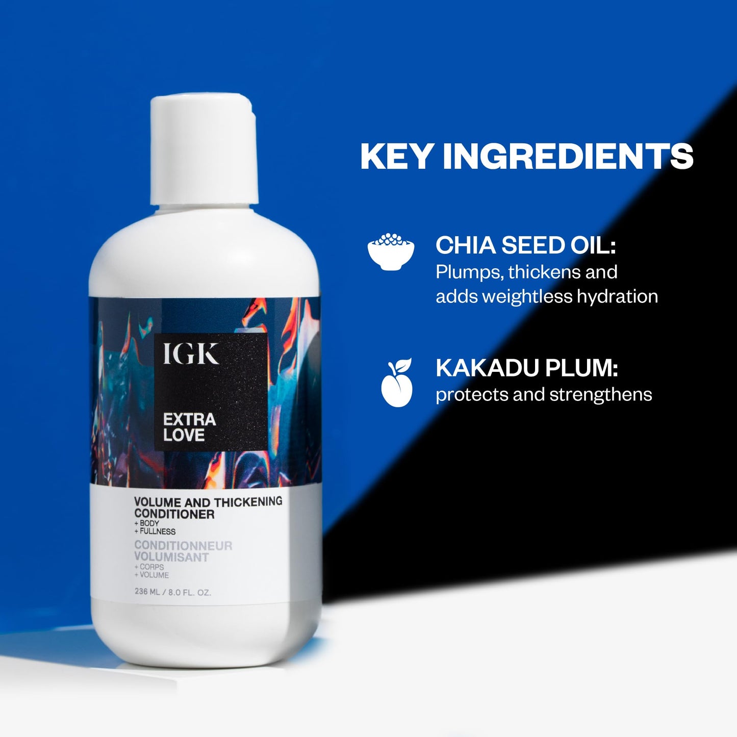 IGK EXTRA LOVE Volume & Thickening Conditioner | Lightweight + Supports Scalp + Balance Oil | Vegan + Cruelty Free | 8 Oz