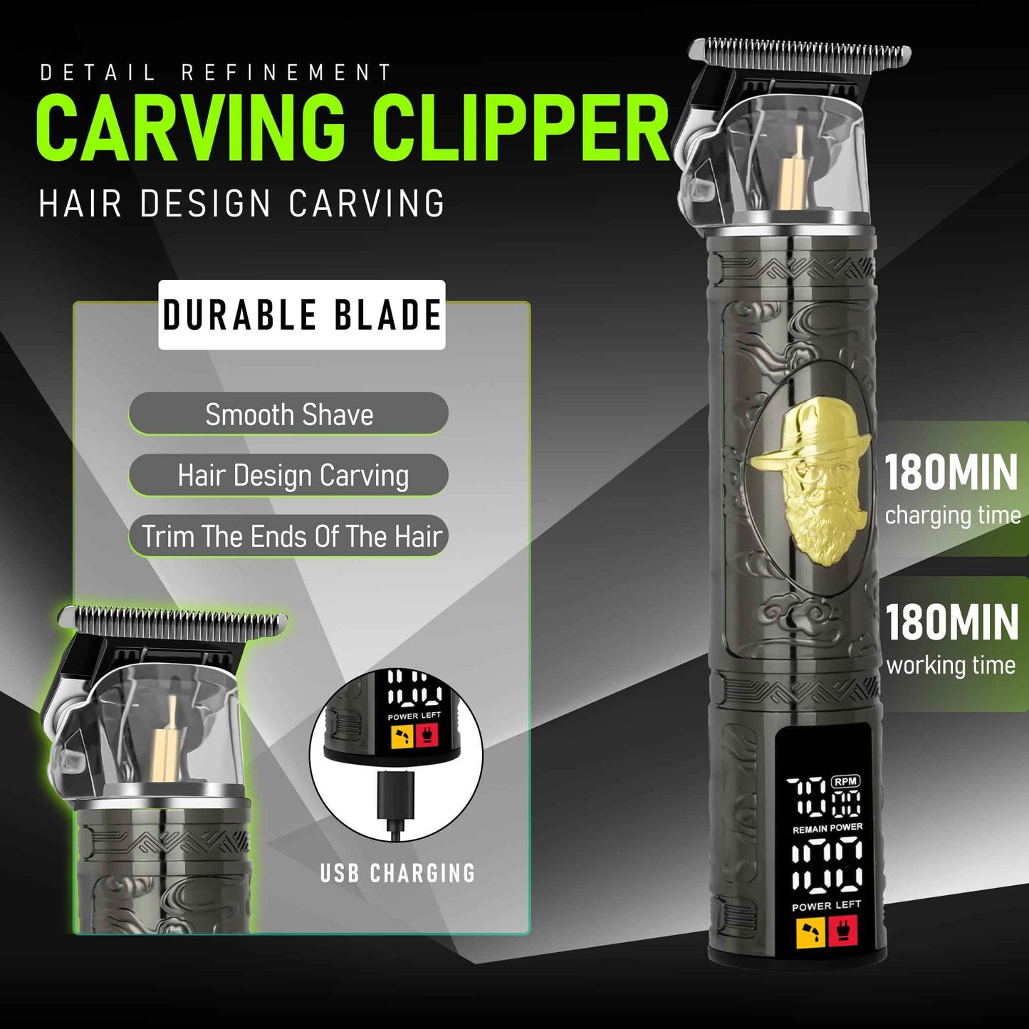 LQT Hair Clippers for Men, Professional Hair & Beard Trimmer Kit, Rechargeable Barber Clipper Set, Complete Grooming Gift for Dad, Men for Christmas