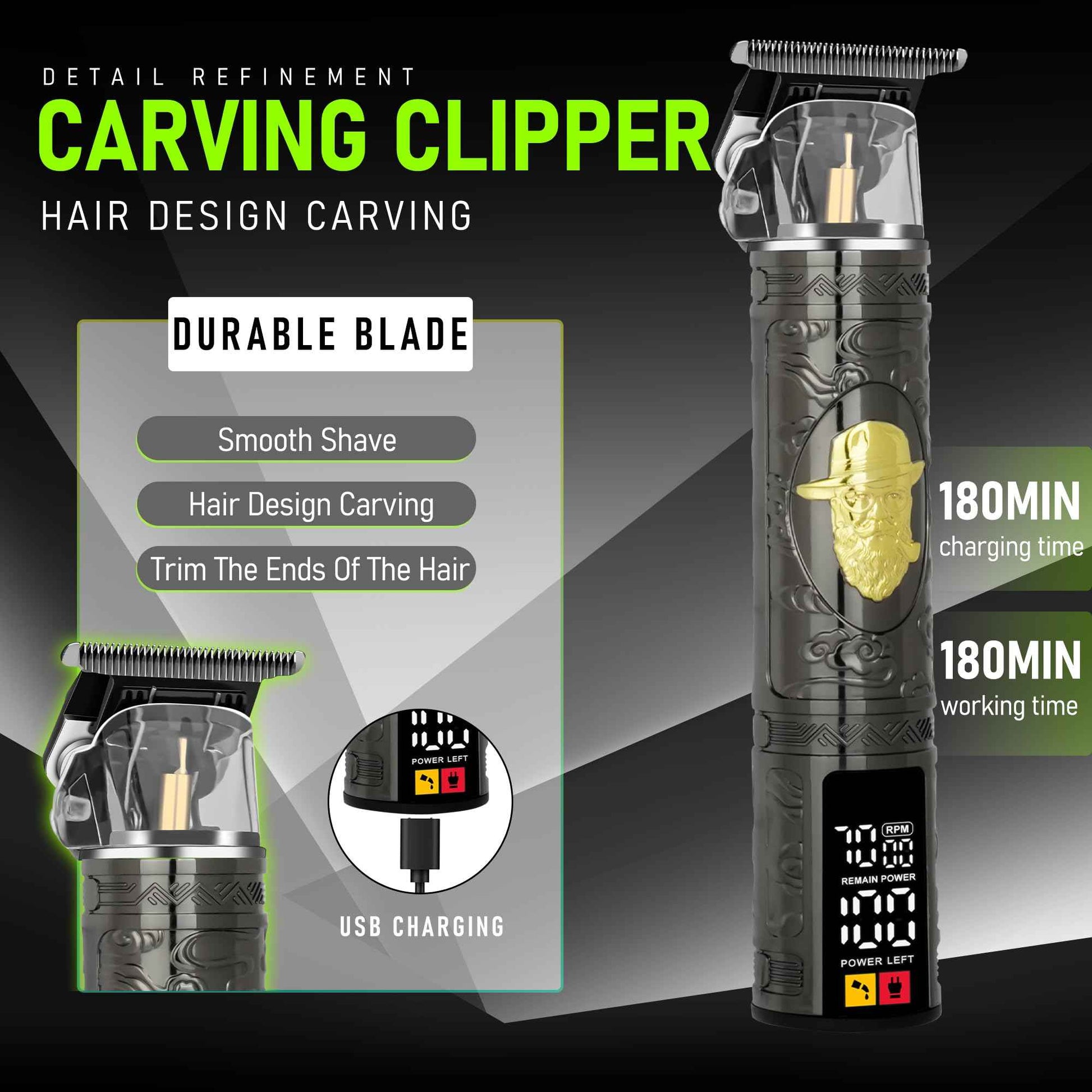 LQT Hair Clippers for Men, Professional Hair & Beard Trimmer Kit, Rechargeable Barber Clipper Set, Complete Grooming Gift for Dad, Men for Christmas