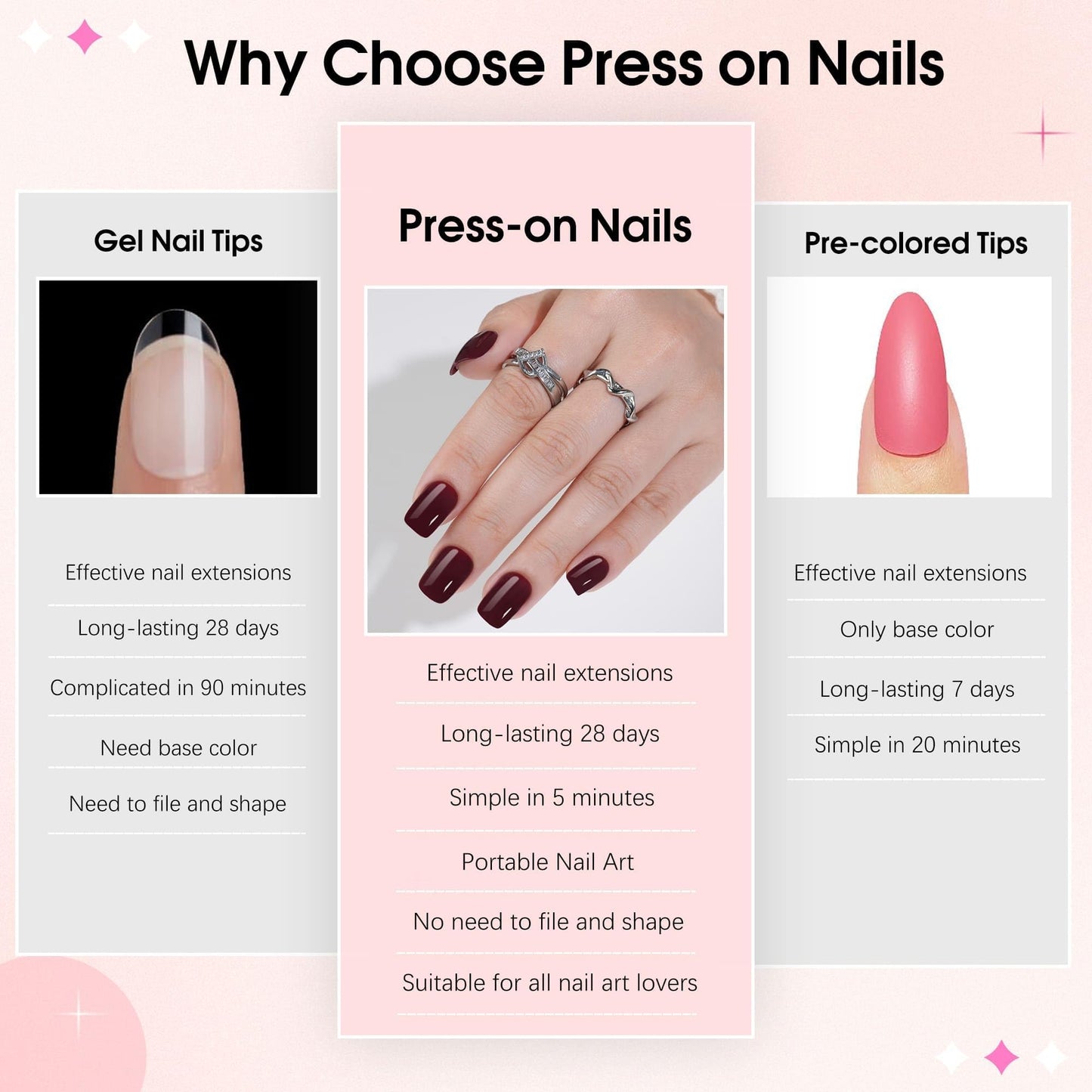 10 Packsï¼?40 Pcs) Press On Nails Short - Jofay Fashion Acrylic Soild Press On Nails Square Glue On Nails with Nail Glue, Fit Perfectly & Natural Stick On Nails Set (Classic Short Nails 1)