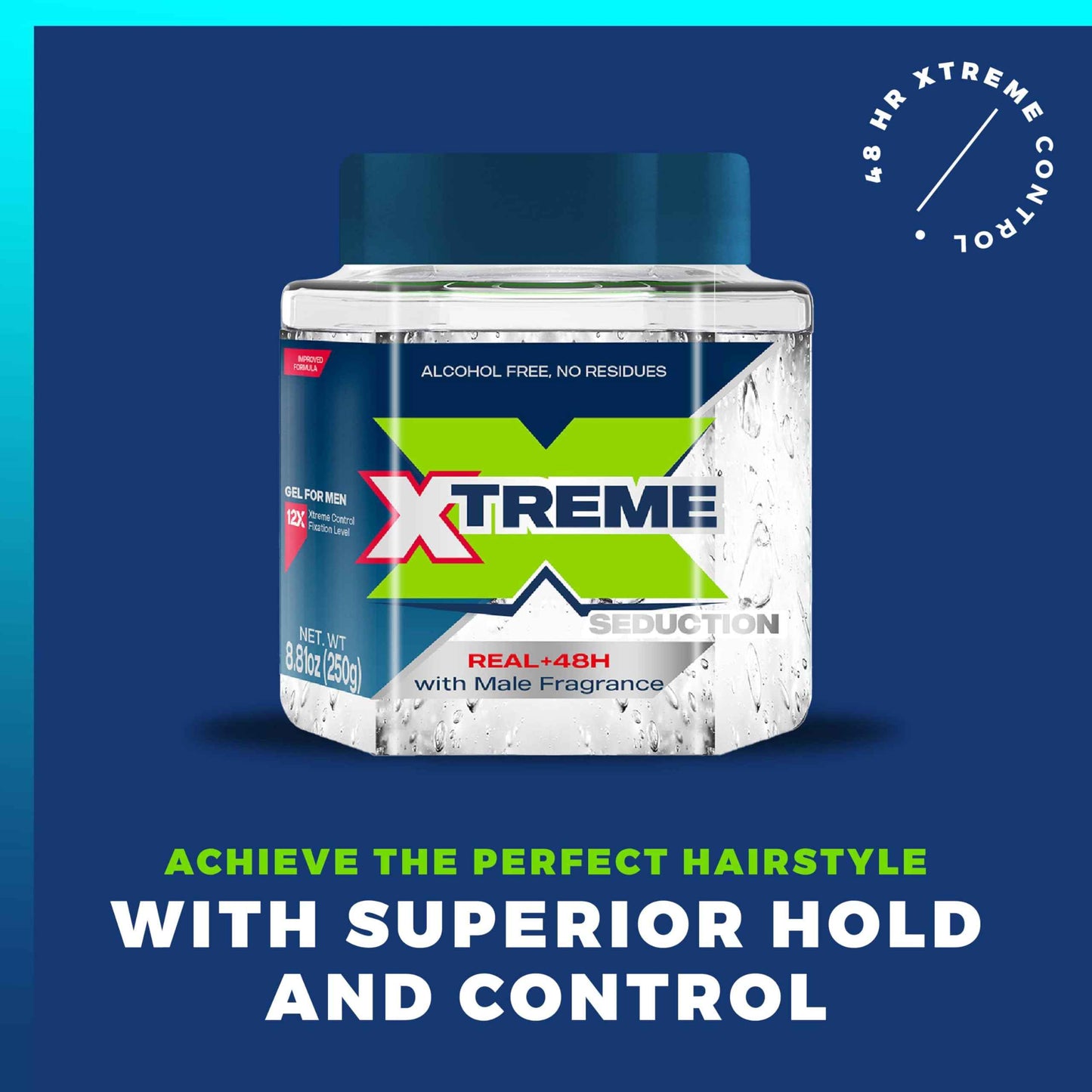 Xtreme Gel Seduction Styling Hair Gel For Men With Aloe Vera and 48-Hours Control, 8.81 oz (Pack of 12)