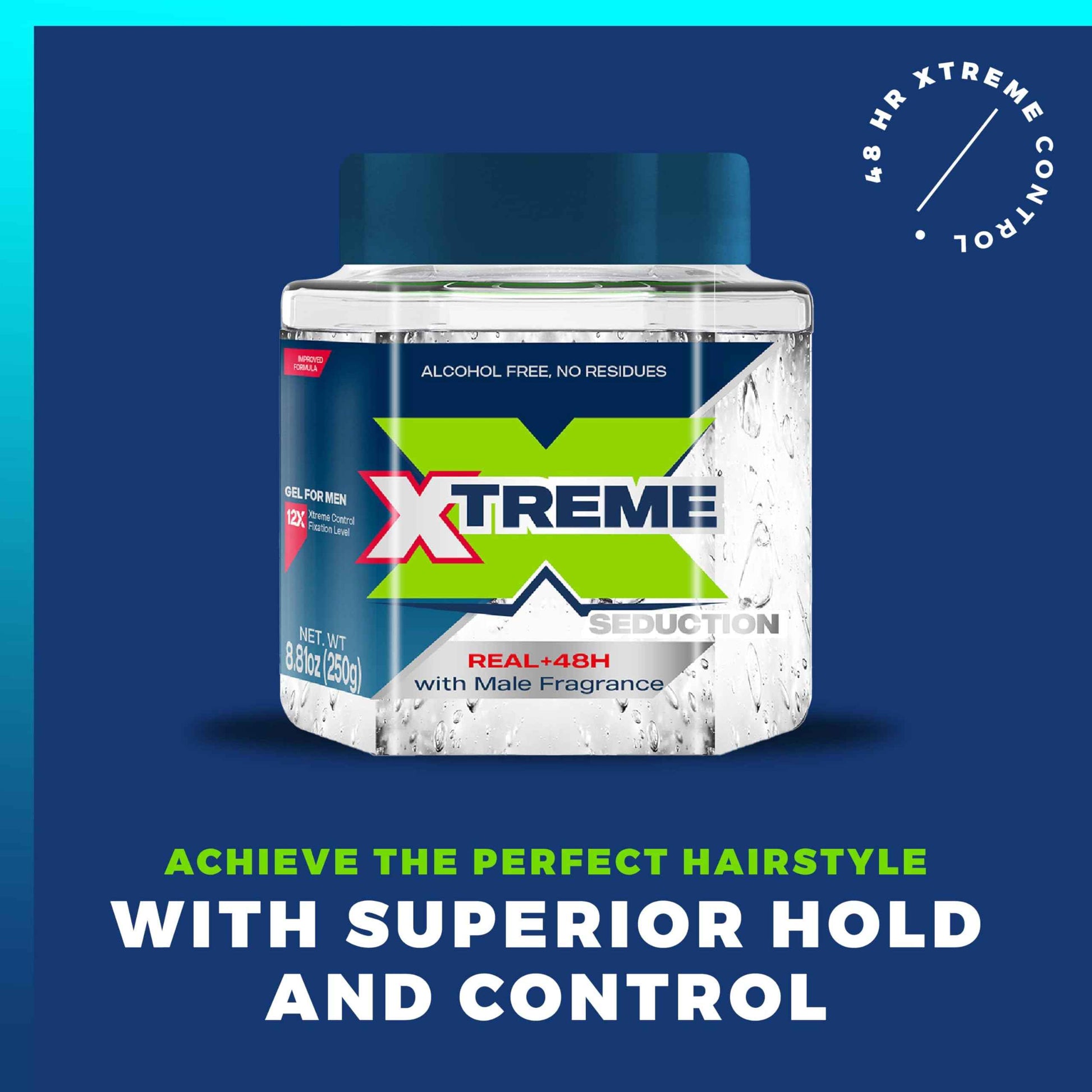 Xtreme Gel Seduction Styling Hair Gel For Men With Aloe Vera and 48-Hours Control, 8.81 oz (Pack of 12)