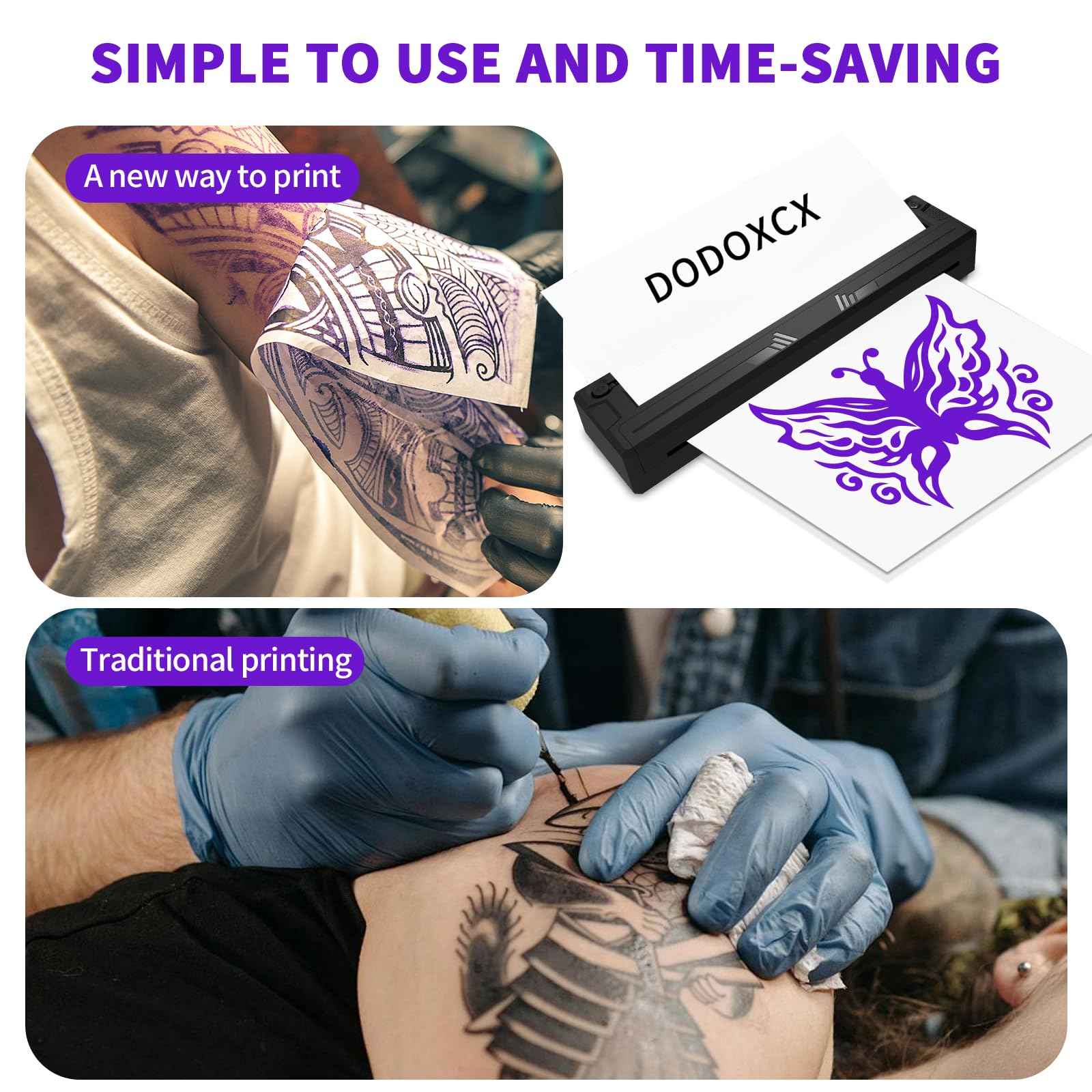 Tattoo Stencil Printer Machine for Tattoo Beginners&Artists,with 10pcs Tattoo Transfer Paper,Portable Thermal Printer Compatible with Phone/Pc