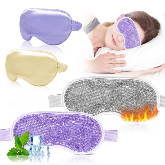 my novel things Cooling Eye Mask and Silky Sleep Mask 4 Packs for Man Women for Sleeping Frozen Ice Eye Mask Cold Warm Compress Dark Circles Puffiness Dry Eyes Gifting