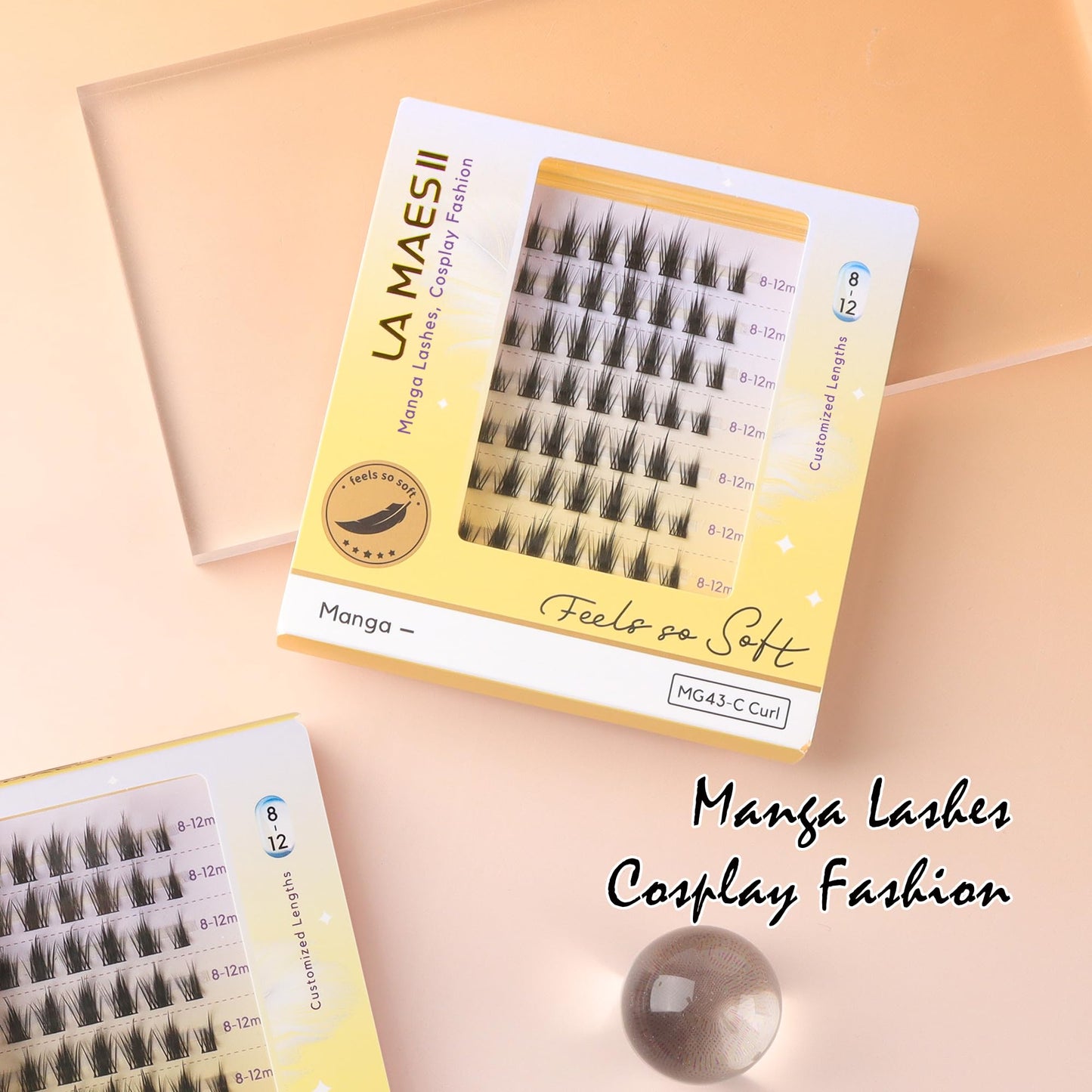 LA MAESII Manga Lash clusters, Cluster Lashes with Spikes Anime Lashes, Individual Lashes Natural Look Eyelashes Manhua lashes Soft & Thin Band 56pcs 8-12mm (Manga-C)