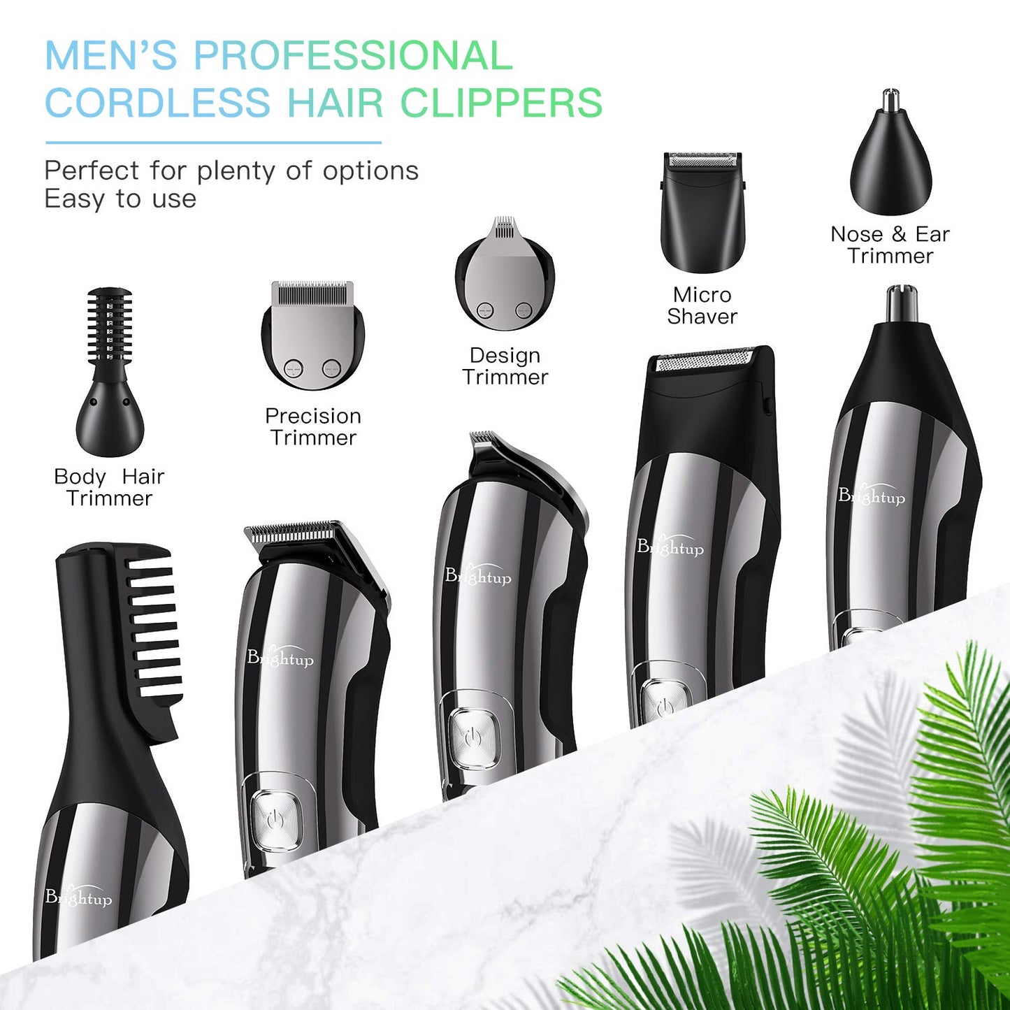 Brightup Beard Trimmer for Men - 18 Piece Mens Grooming Kit with Hair Clippers, Electric Razor, Shavers for Mustache, Body, Face, Nose and Ear Hair Trimmer, Gifts for Men, FK-8688T