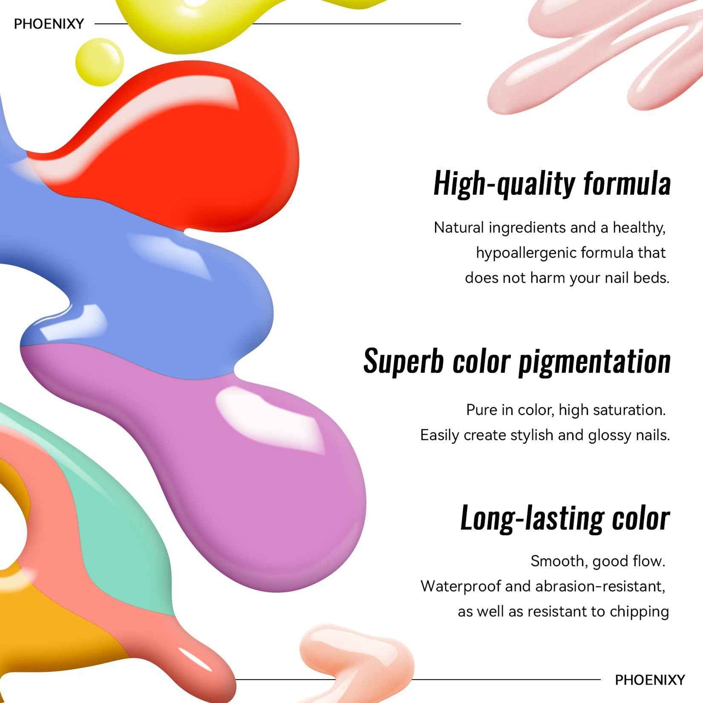 phoenixy 50 Pcs Gel Nail Polish Set, 42 Colors Gel Polish with Base Coat & 4 Effects Top Coat All Seasons Colors Gel Polish Kit Nail Starter Set Gifts for Women Girls