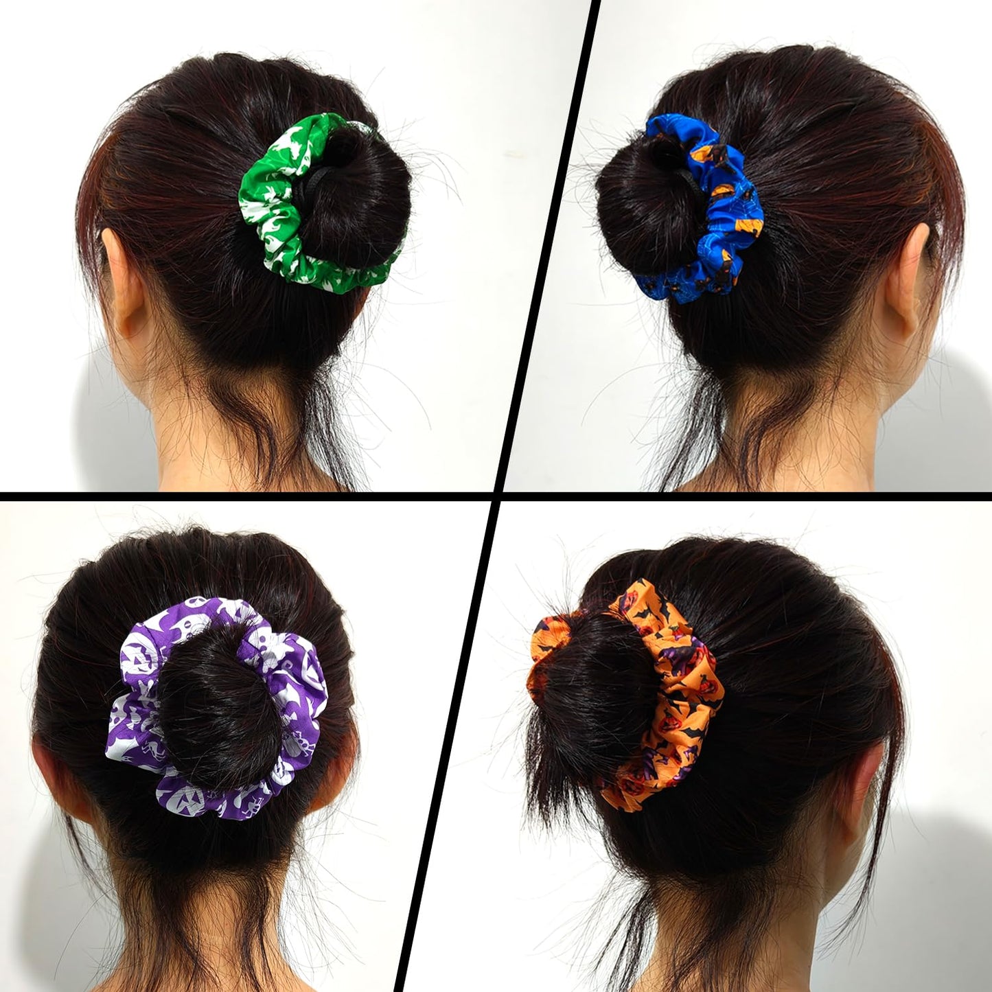 Halloween Hair Ties Halloween Elastic Hair Scrunchies Hair Bands Stretchy Halloween Hair Ropes Hair Loop Halloween Hair Accessories for Women (A)