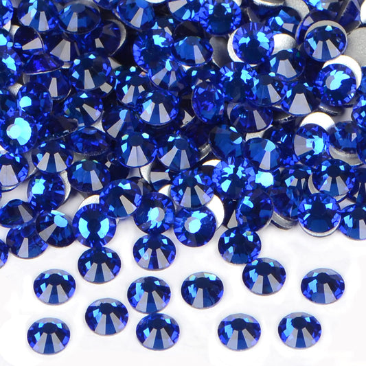 1440PCS Art Nail Rhinestones non Hotfix Glue Fix Round Crystals Glass Flatback for DIY Jewelry Making with one Picking Pen (ss16 1440pcs, Sapphire)