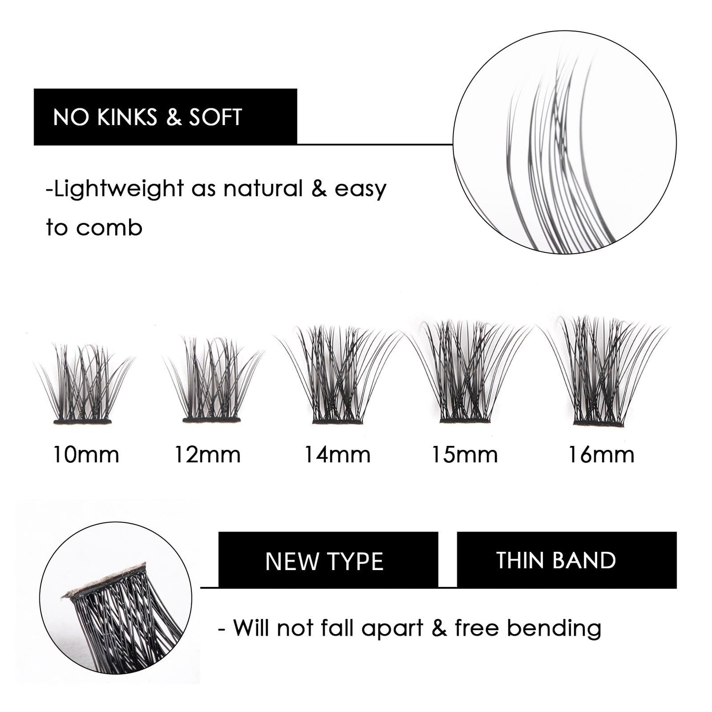 Cluster Lashes 72 Individual Lashes Clusters Eyelash Extensions False Eyelashes DIY Wispy Fluffy Lash Extension Reusable False Eyelashes Natural Look Mix 10-16mm C D Curl-DM28