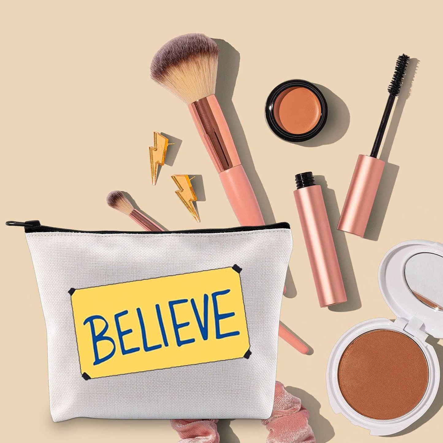 TOBGBE TV Show Gift Believe Makeup Bag Funny Believe Gift for Women TV Show Merchandise Soccer Football Lover Travel Case (Believe bag)