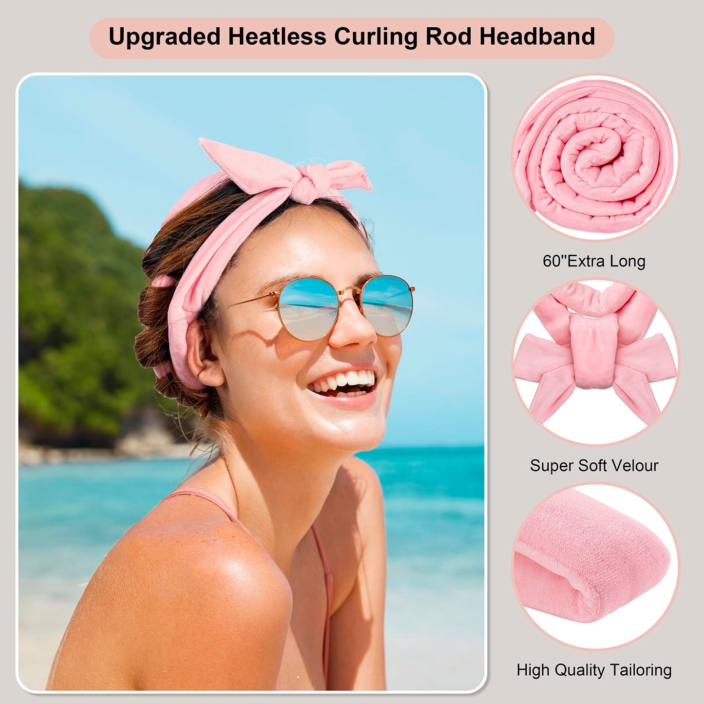 CORATED Overnight Curling Headband, Heatless Hair Rollers Kit for Long and Medium Hair, No Heat Hair Styling Soft Curlers to Sleep In, Gifts for Women