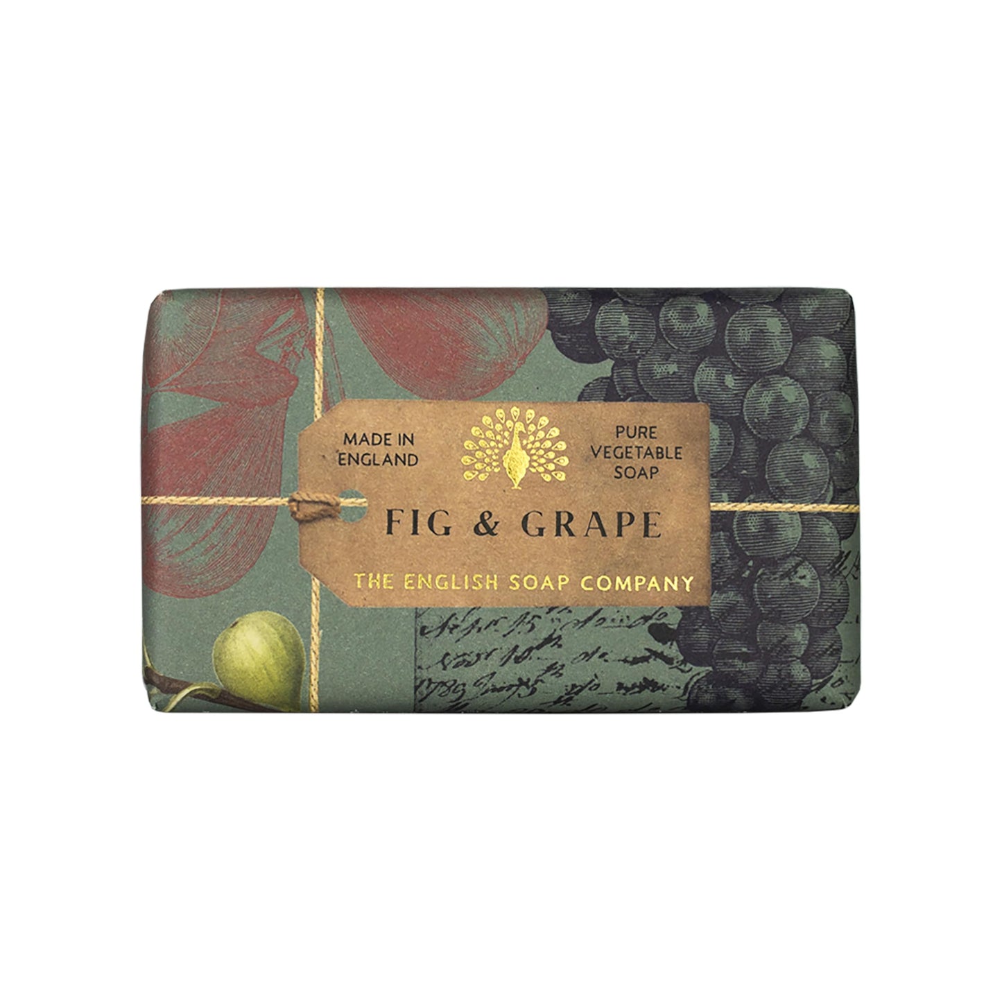 The English Soap Company Anniversary Wrapped Soap Bar, Luxury Fig Shea Butter Soap Bar, Moisturising Soap Bar for Face and Body, Fig and Grape Scent 190g