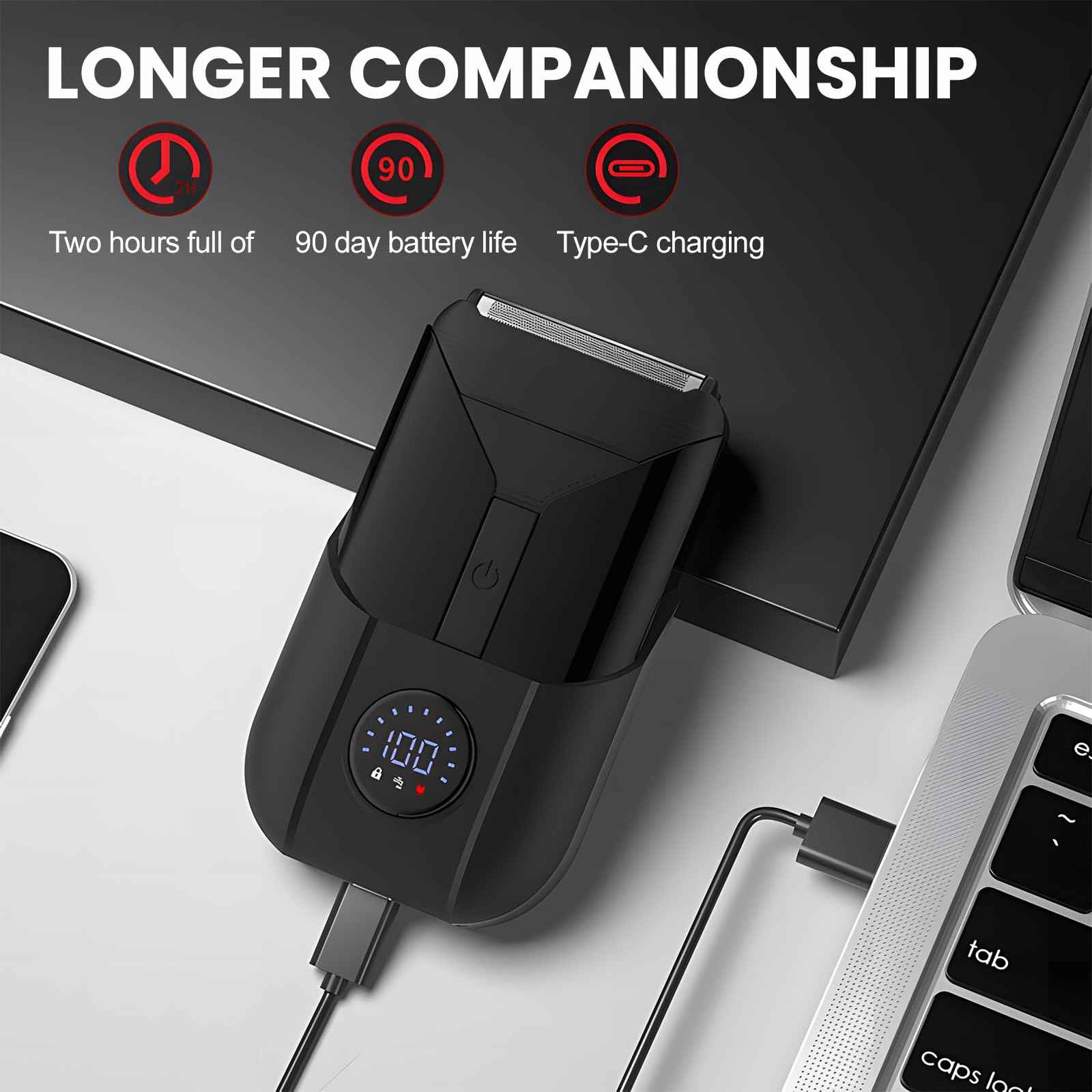 VNTGSHVER Foil Shavers for Men - Smooth & Close Electric Razor, USB-C Rechargeable Razor, High Precision Electric Face Shaver, Waterproof, Cordless, Dual-Action SkinSafe Foil Blades