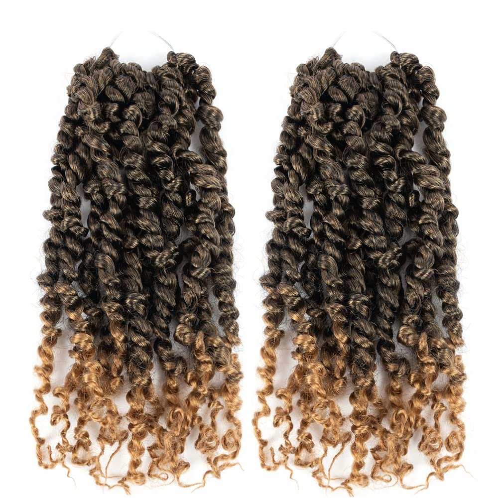 Passion Twist Crochet Hair 10 Inch Prelooped Crochet Hair for Black Women, Short Pre Twisted Passion Twist Crochet Hair Synthetic Passion Twist Braiding Hair Extension (10 Inch, 1B/27#)