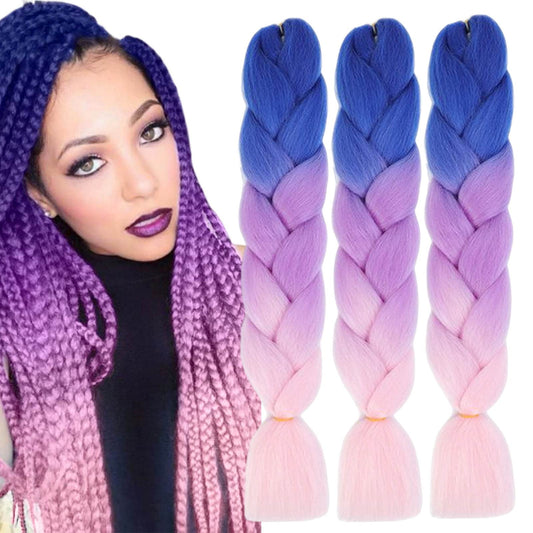 Ombre Braiding Hair Extensions for Women 3 Packs/24 Inch Braiding Hair Fiber Crochet Hair for Box Braids Senegal Twist Hair Extensions(24" (Pack of 3),c27)