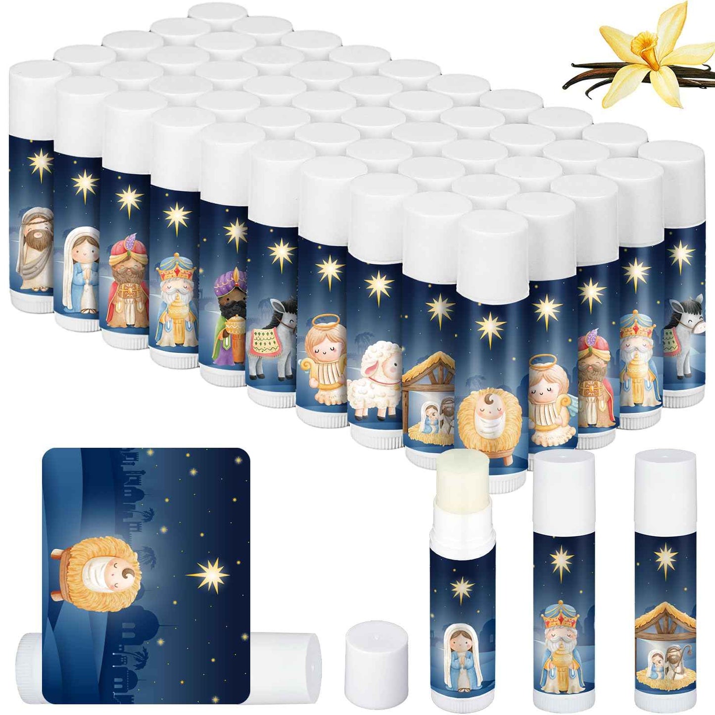 Siifert 50 Pack Christmas Lip Balms Bulk Holiday Xmas Party Gifts Christmas Stocking Stuffers Small Thank You Employee Appreciation Gifts for Women Men Coworkers Staff Homeless(Jesus)