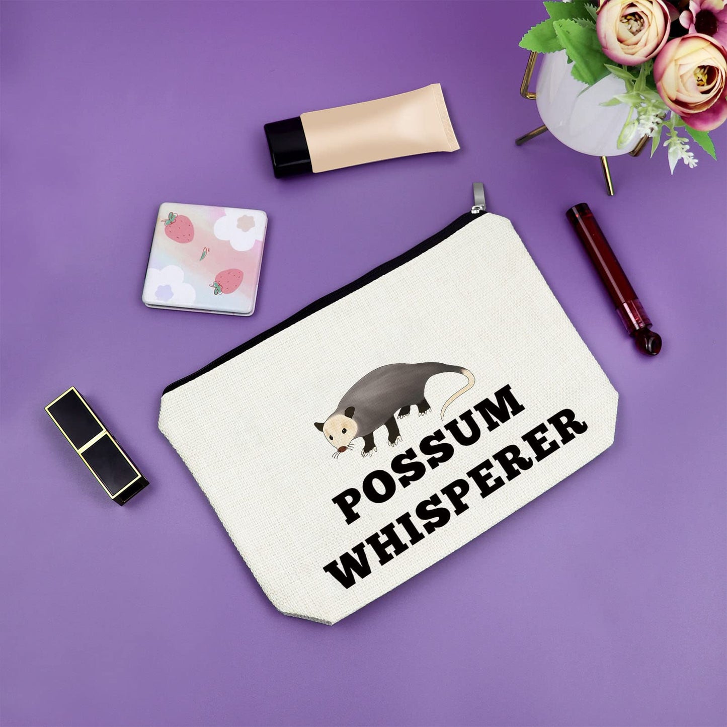 Sazuwu Possum Opossum Gift Possum Animal Lover Gifts Makeup Bag Possum Gift for Women Birthday Gifts for Friend Female Cosmetic Bag Possum Owner Gift Christmas Gifts for Her Cosmetic Travel Pouch