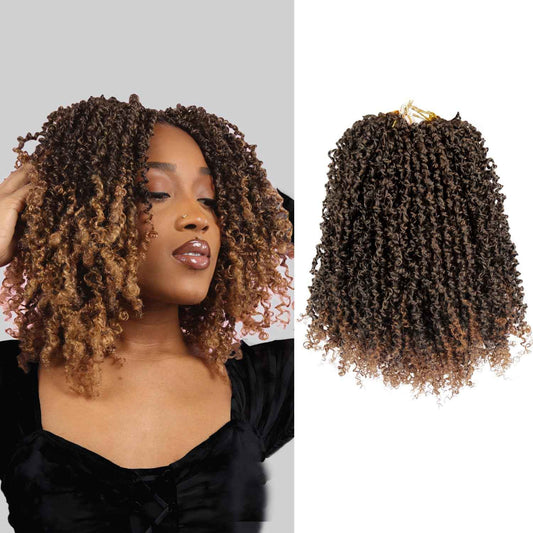 Yanky Twist Crochet Hair 9 Packs (270 Strands Total) Pre loop Pre Twisted Yanky Twist Braids Crochet Hair,Synthetic Spring Short Passion Twist Crochet Braiding Hair Extensions For Women(1B30, 8 Inch)