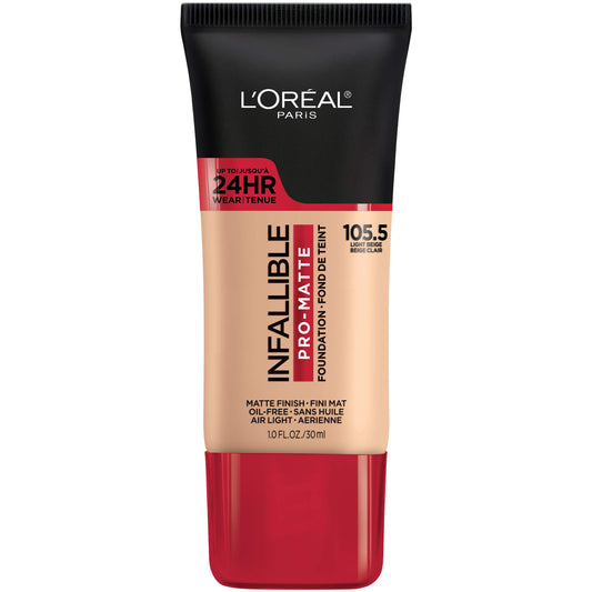 L'Oreal Paris Cosmetics Makeup Infallible Pro-Matte Liquid Longwear Foundation, Light Beige, 1 fl oz