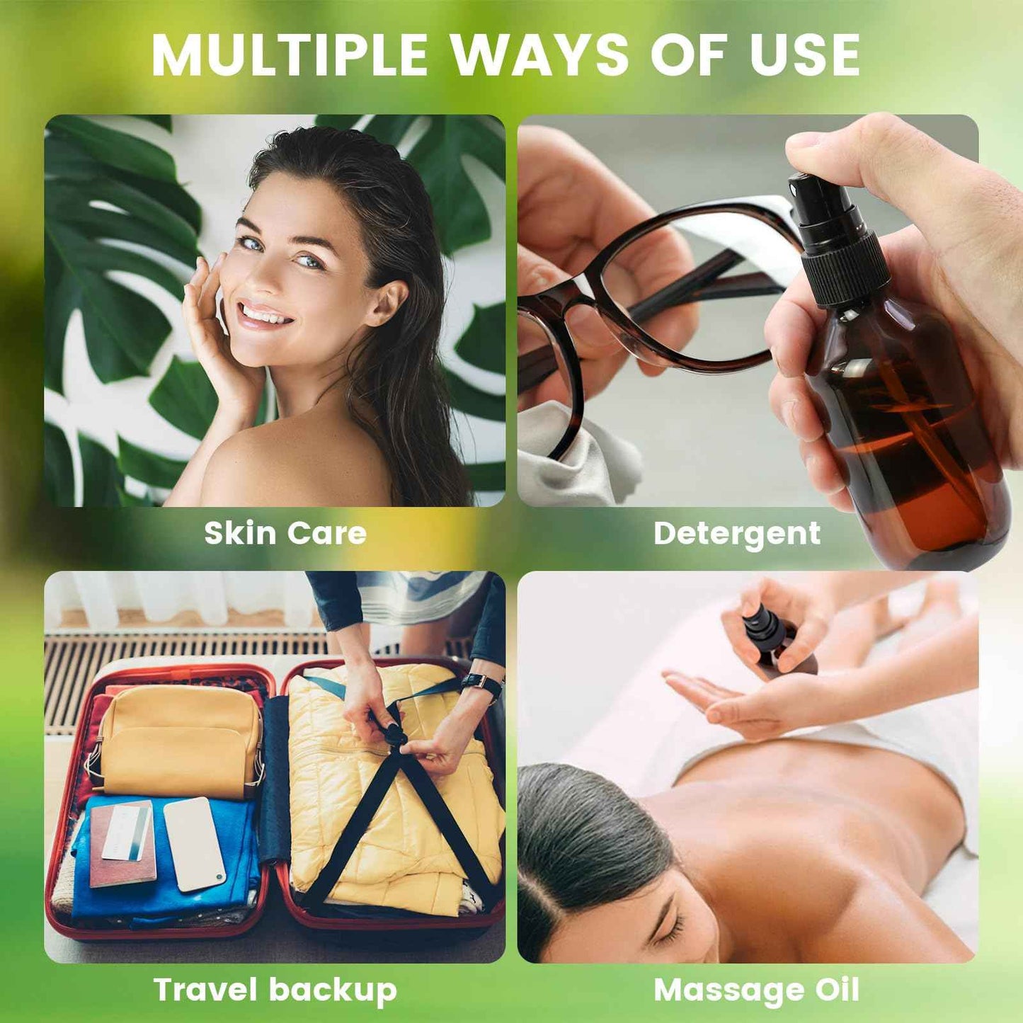 TRENDBOX 6 Pack 3.4oz Amber Spray Bottles, Small Fine Mist Mister Plastic Travel Bottles, Empty Bottles Set for Essential Oils Hair