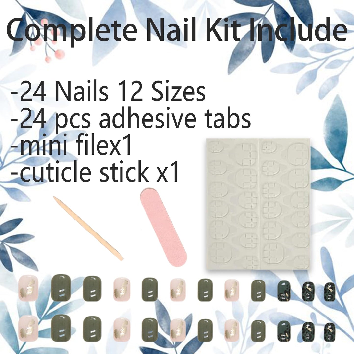 24Pcs Press on Nails Short Square Fake Nails with Gold Foil Leopard Print Design Glue on Nails Green Glossy Artificial Nails Acrylic Nails Full Cover Stick on Nails for Women DIY Manicure Decoration