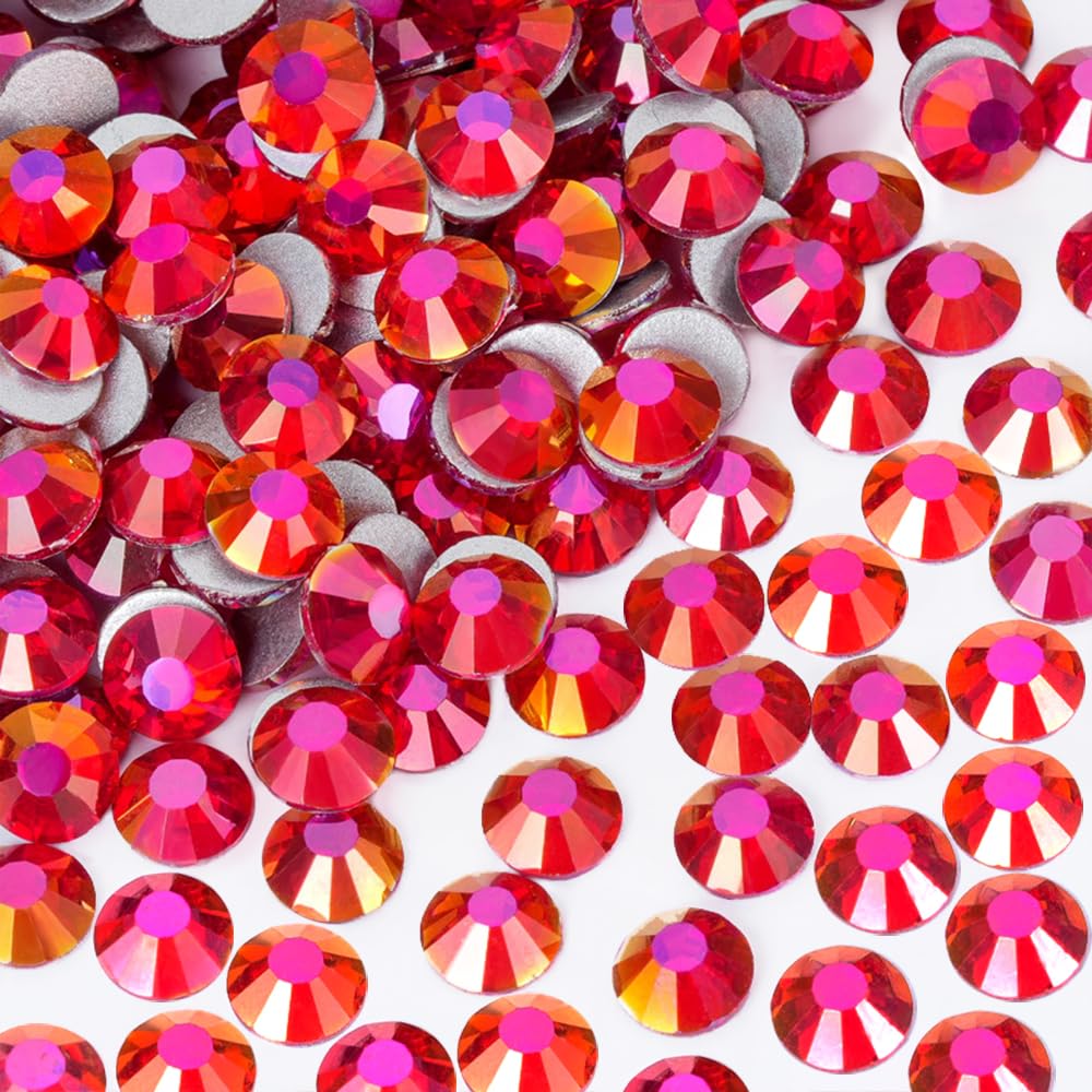 Jollin Glue Fix Crystal Flatback Rhinestones Glass Diamantes Gems for Crafting Nail Art Crafts Decorations Clothes Shoes 1.4mm (ss3 2880pcs, Magenta)