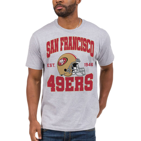 Junk Food Clothing x NFL - San Francisco 49ers - Team Helmet - Unisex Adult Short Sleeve Fan T-Shirt for Men and Women - Size 3X-Large