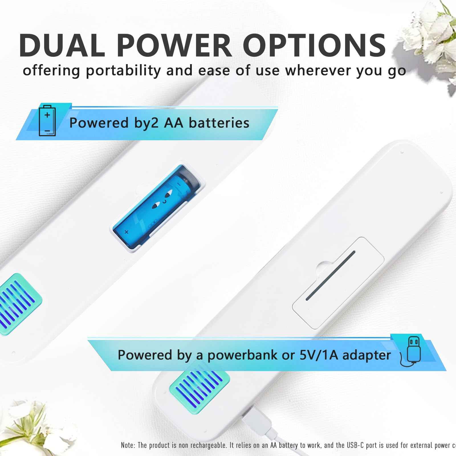 UWTLFCE UV-C Toothbrush Sanitizer Case for Travel, Portable Sanitizer and Holder Universal Fits Electric and Manual Brush Heads, Smart Automatic Operation