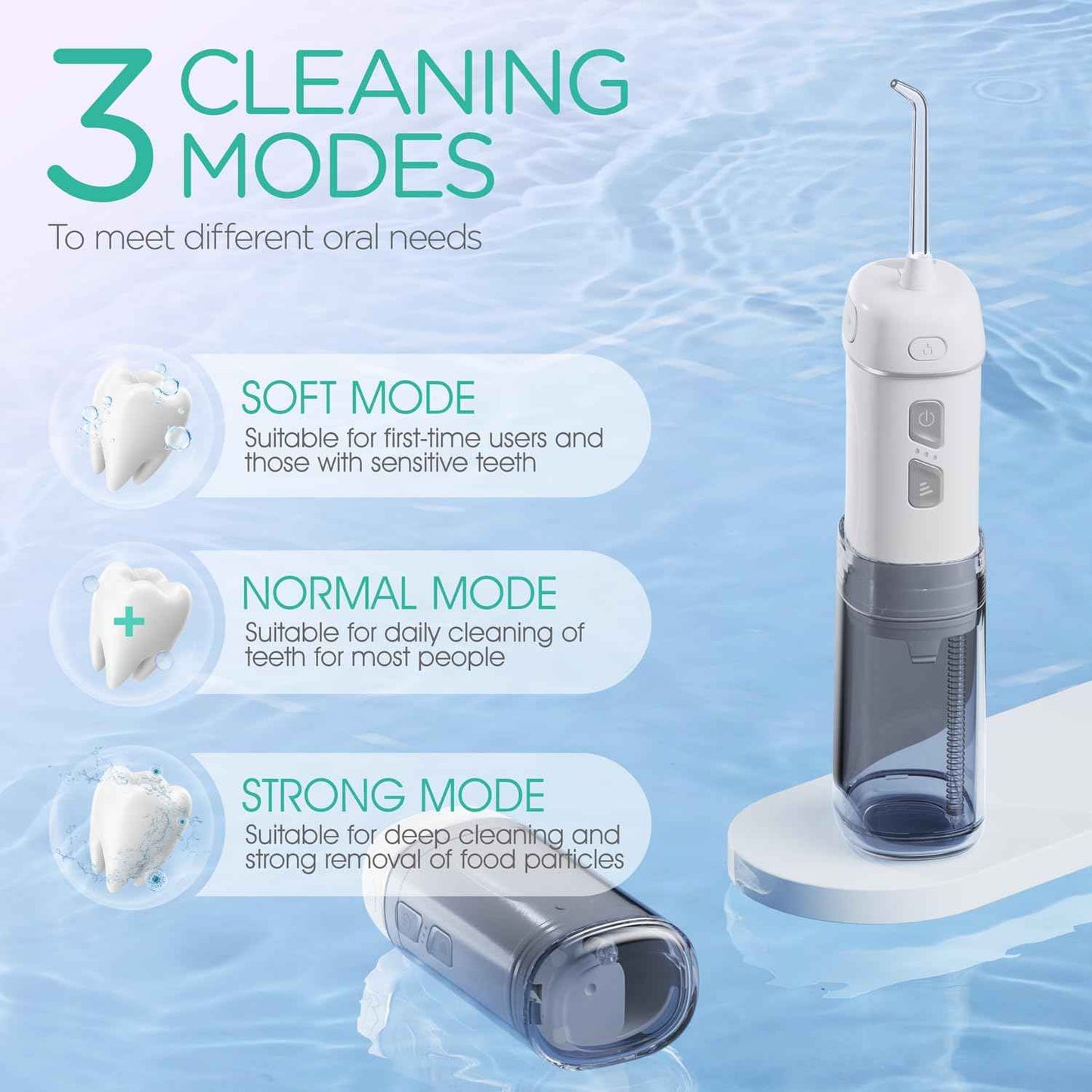 VOYOR-HEALTH Portable Water Flosser Cordless, Mini Travel Oral Irrigator with Telescopic Water Tank, IPX7 Waterproof Water Dental Flosser for Teeth Cleaning Braces & Dental Care WF510 (Silver)