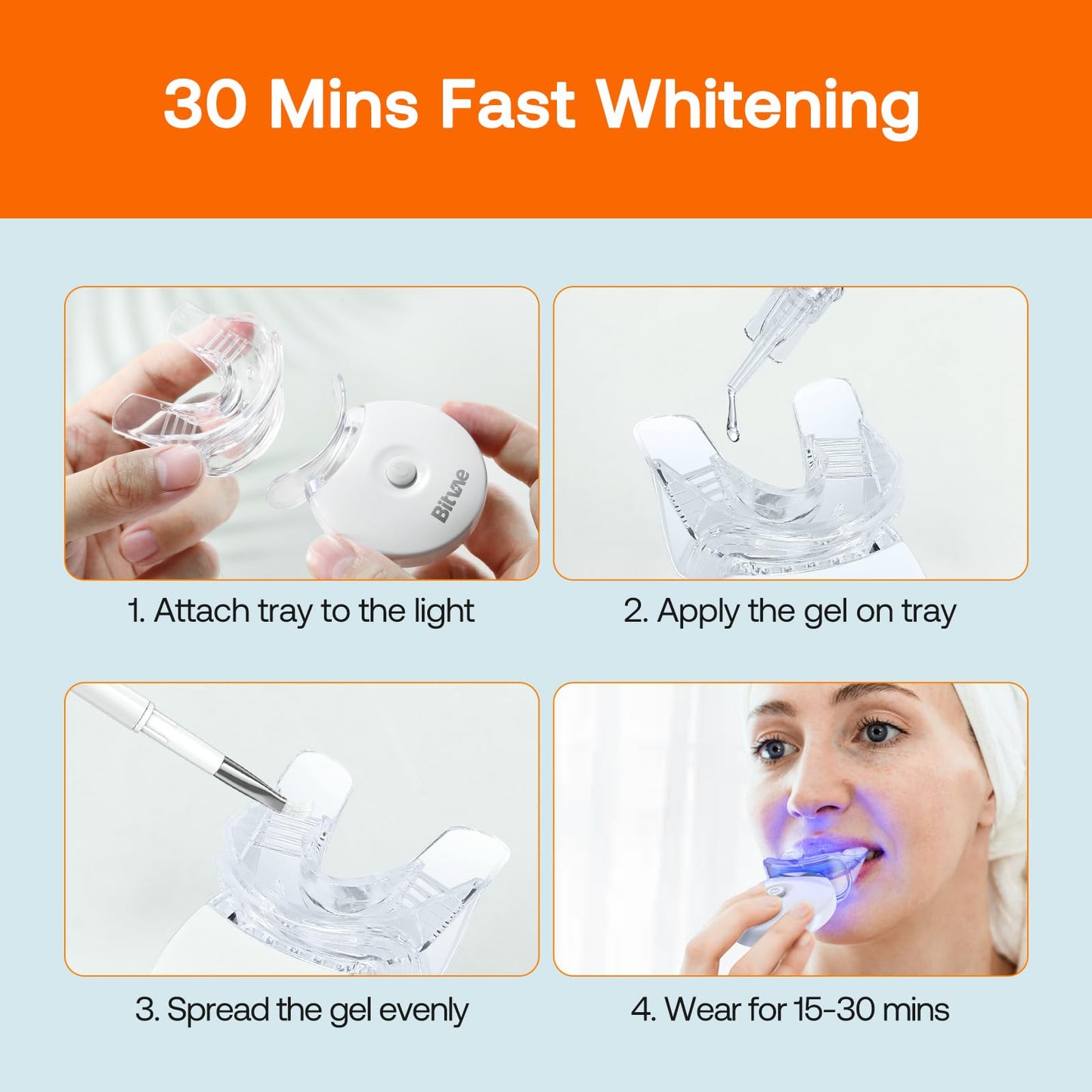 Bitvae Teeth Whitening Kit with LED Light, Teeth Whitening Gel for Sensitive Teeth, Non-Sensitive Fast Teeth Whitening Device, Remove Stains from Food, Coffee, Smoking, Enamel Safe and Gentle