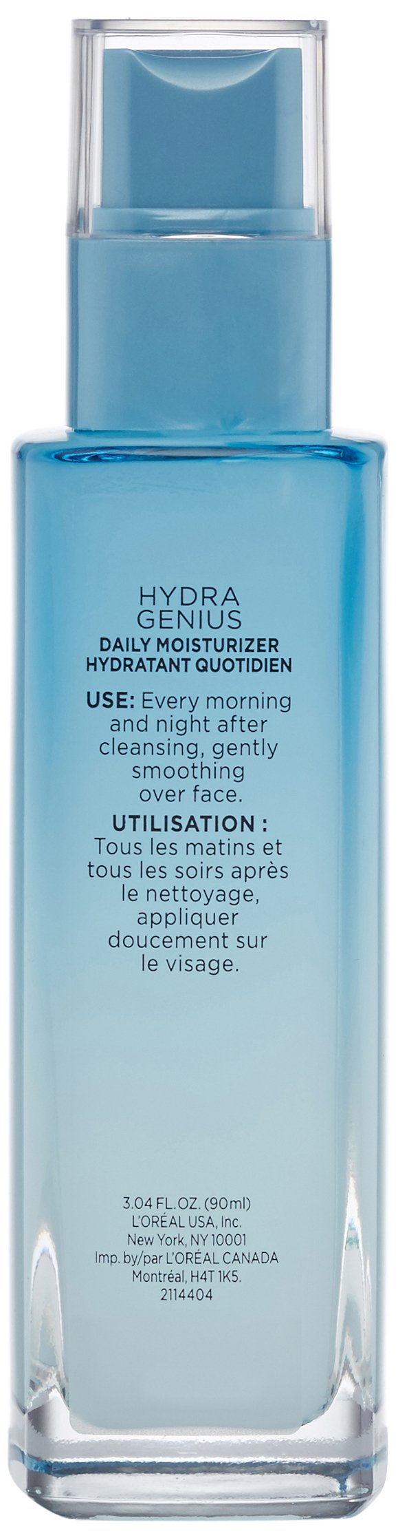 L'Oreal Paris Skincare Hydra Genius Daily Liquid Care Oil-Free Face Moisturizer for Normal to Oily Skin, Hyaluronic Acid Moisturizer for Face with Aloe Water and Hyaluronic Acid, 3.04 fl. oz.