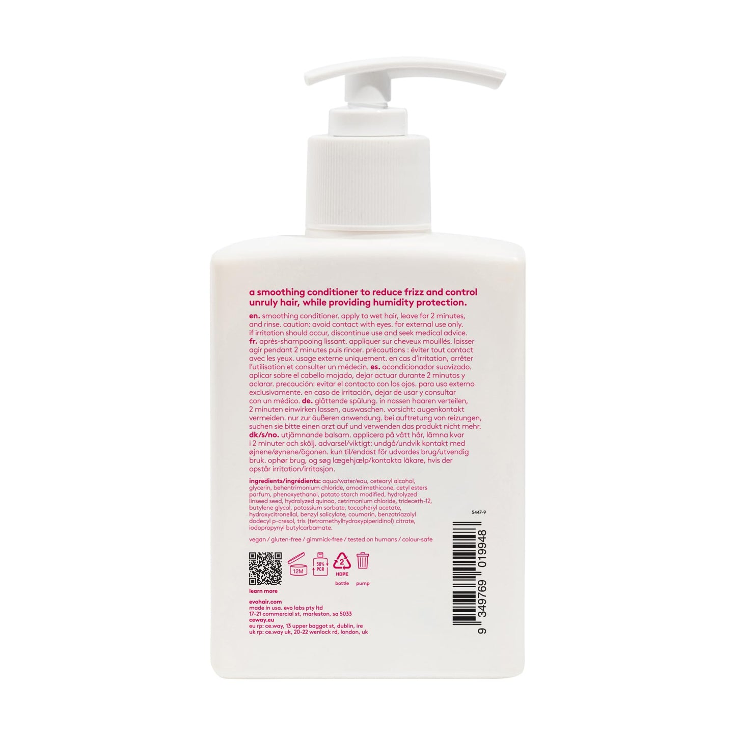 EVO Mane Tamer Smoothing Conditioner - Strengthens & Softens Hair - Improves Shine & Reduces Frizz - 300ml / 10.1fl. oz New