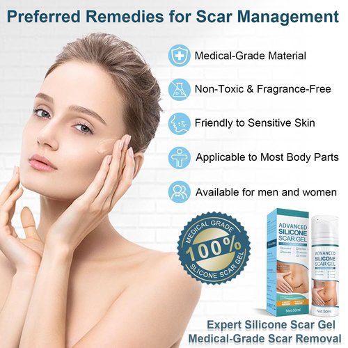 Advanced Scar Gel, Silicone Scar Gel, Treats Old and New Scars, Reduces the Appearance of Scars from, Body, Face, Stretch Marks, Surgical Scar, Keloids, Acne, Burns and More, 50g (1.76 Oz)