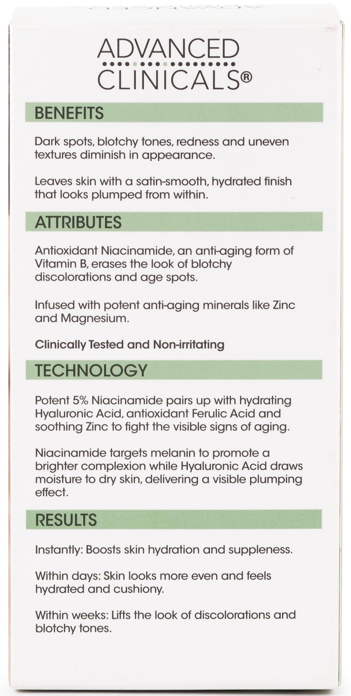 Advanced Clinicals Niacinamide Serum - 5% Niacinamide Serum For Face W/Hyaluronic Acid Serum, Ferulic Acid, Aloe Vera, Fruit Extracts - Dark Spot & Age Spot Remover - Skin Serum for Face 1.75 Fl Oz