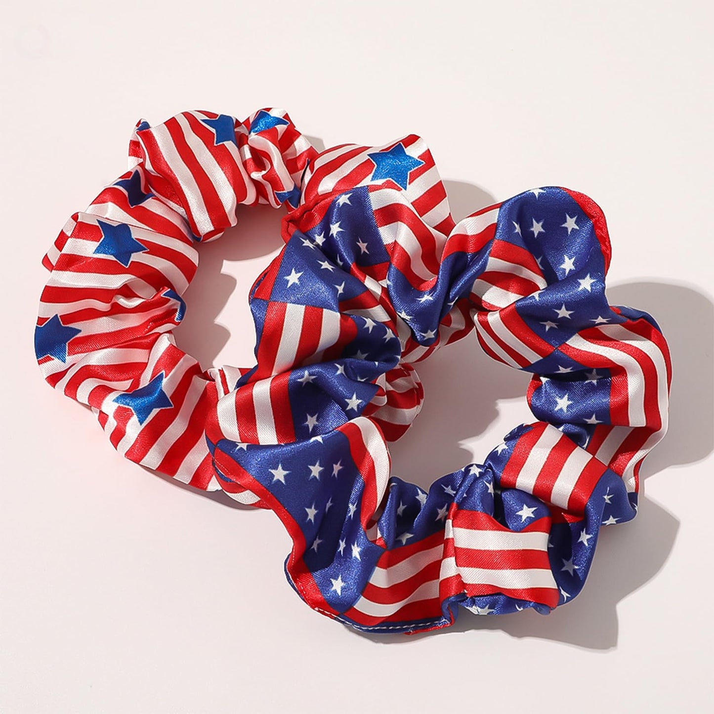 3PCS Patriotic Hair Scrunchies Independence Day Hair Ties American Flag Star Satin Hair Scrunchies 4th of July Scrunchies Elastic Silky Soft Hair Band Ponytail Holder for Women Girls(Style A)