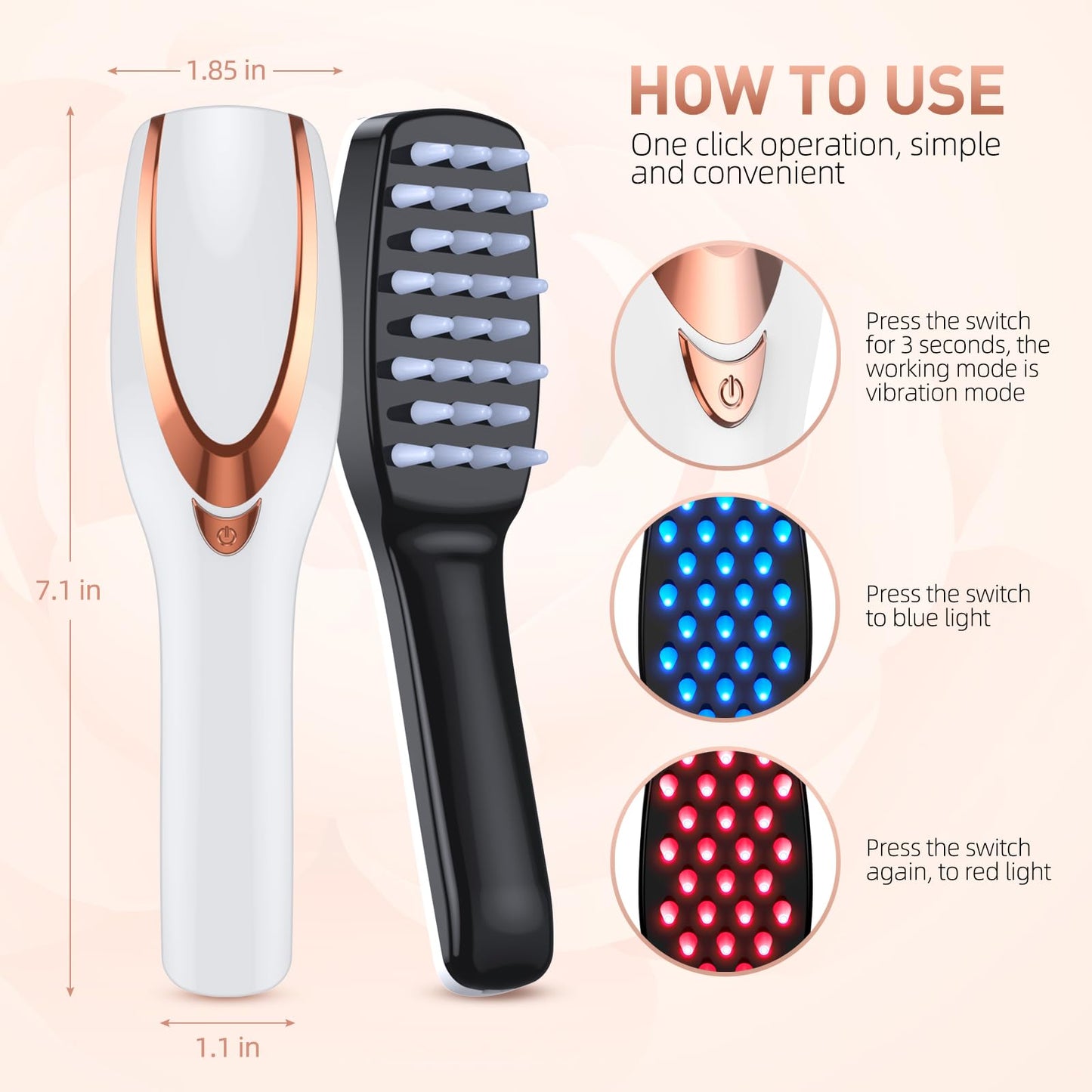 Laser Hair Growth Comb, Professional Laser Comb System(No LEDs), Electric Scalp Massager for Hair Growth, Thinning Hair Treatment, Intensive Hair Brush for Anyone