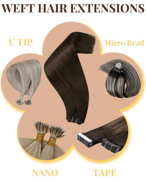 Hetto Sew in Hair Extensions Human Hair Blonde Highlights Sew in Hair Extensions Natural Weft Hair Extension Highlighted Ash Blonde Double Weft 14 Inch 80g