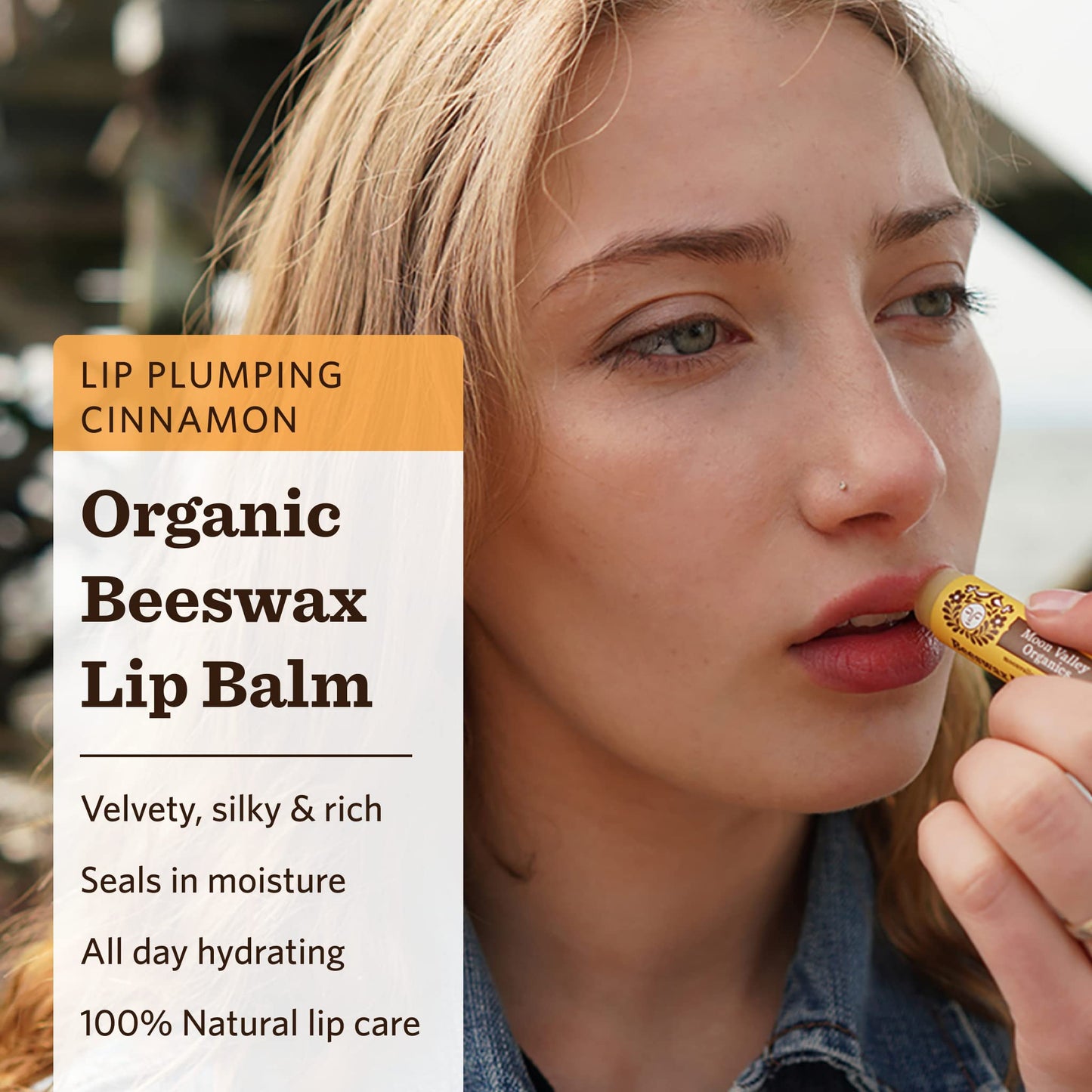 Moon Valley Organics Beeswax Lip Balm for Moisturizing Lips and Cuticles (ZINGY CINNAMON, 3-Pack)