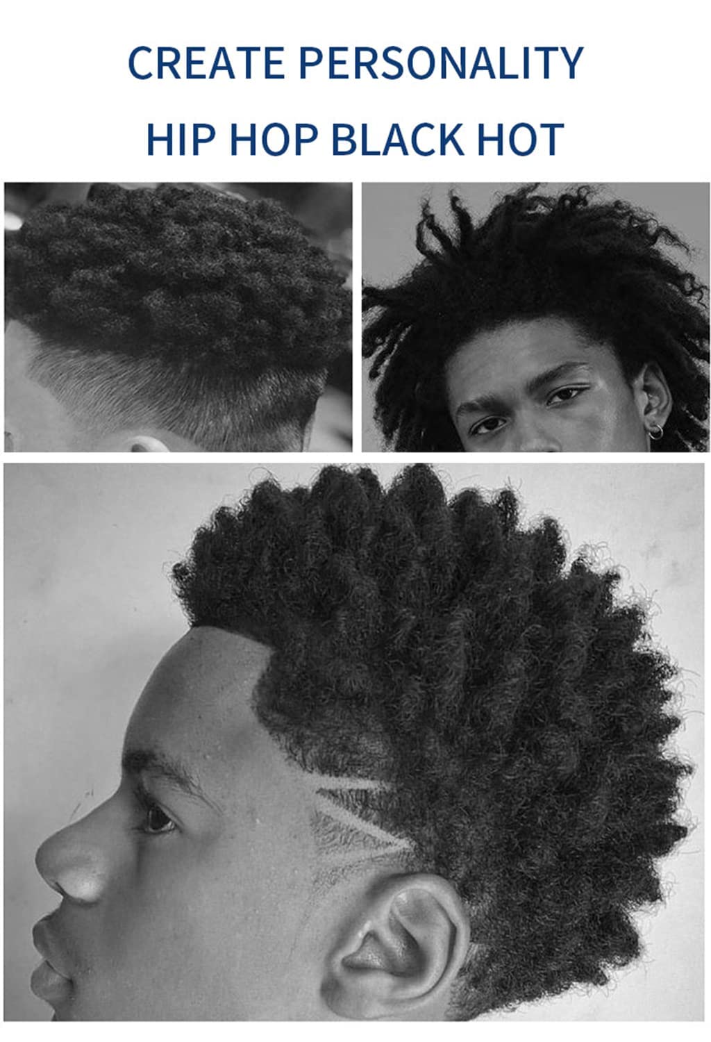 Hair Sponge Set, Magic Hair Twist Curl Sponge Glove, Afro Hair Sponge Barber Brush, Metal Hair Pick Comb and Hair Twist Curl Comb for Barber Hair Styling (Black-6Pcs)