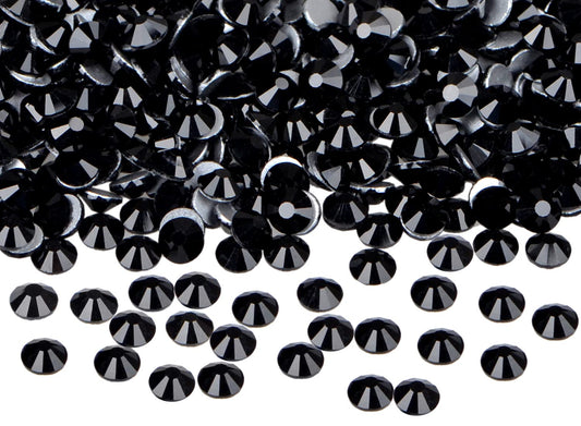 1440PCS Art Nail Rhinestones Non Hotfix Glue Fix Round Crystals Glass Flatback for DIY Jewelry Making with one Picking Pen (ss16 1440pcs, Jet Black)