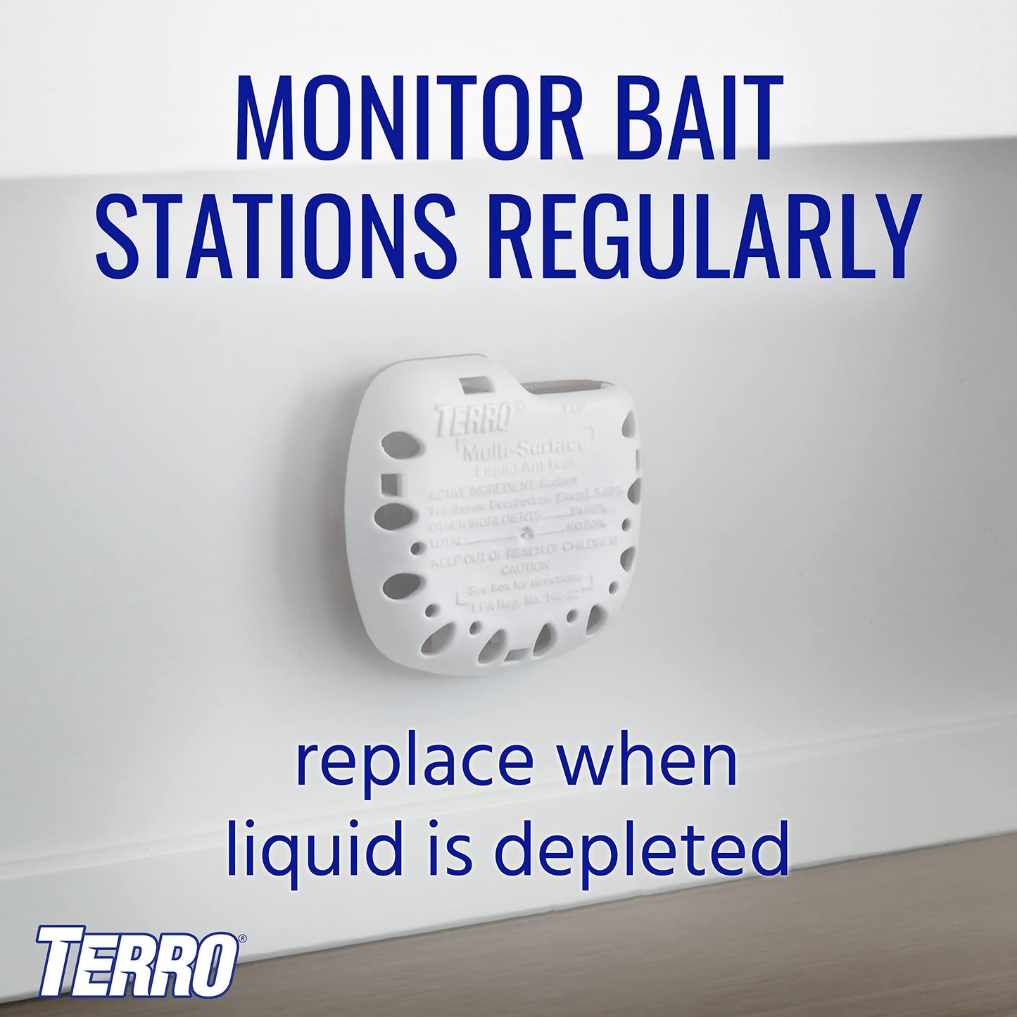 TERRO T334SR Indoor Multi-Surface Liquid Ant Bait and Ant Killer - 8 Discreet Ant Bait Stations - Kills Common Household Ants