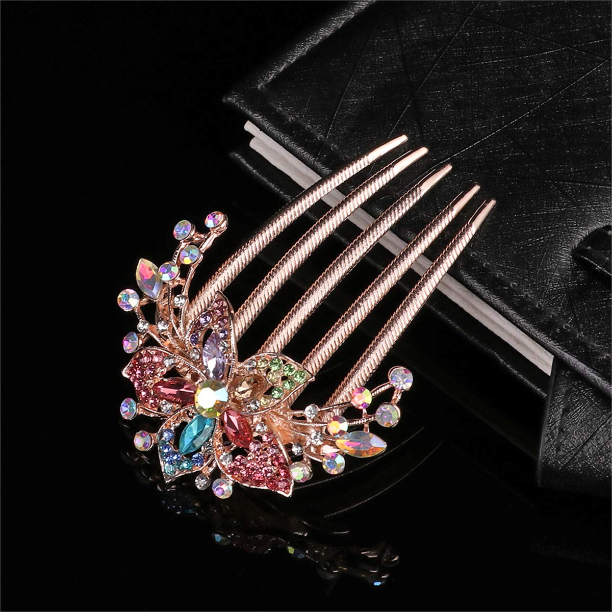 Sankuwen Flower Rhinestones Hair Combs Accessories,Perfect Mother's Day Gifts,Birthday Gifts,Wedding Gifts（Multicolor）