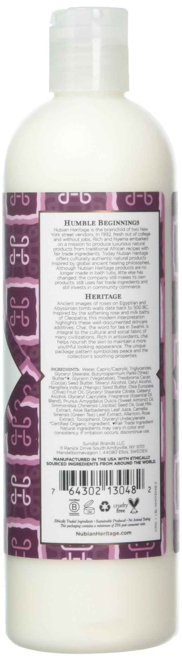 Nubian Heritage Body Lotion Goat's Milk & Chai 13 oz Lotion (Pack of 2)