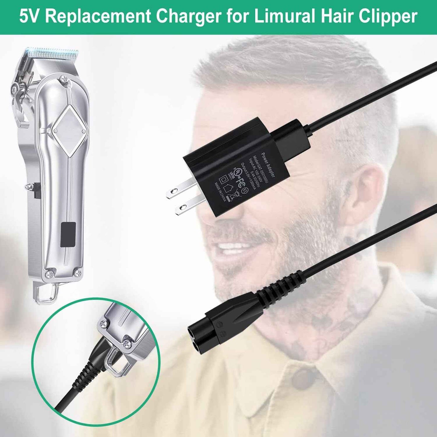 Replacement Charger for Limural Hair Clippers, Trimmer Charger Cord Compatible with Limural Electric Shavers for Men