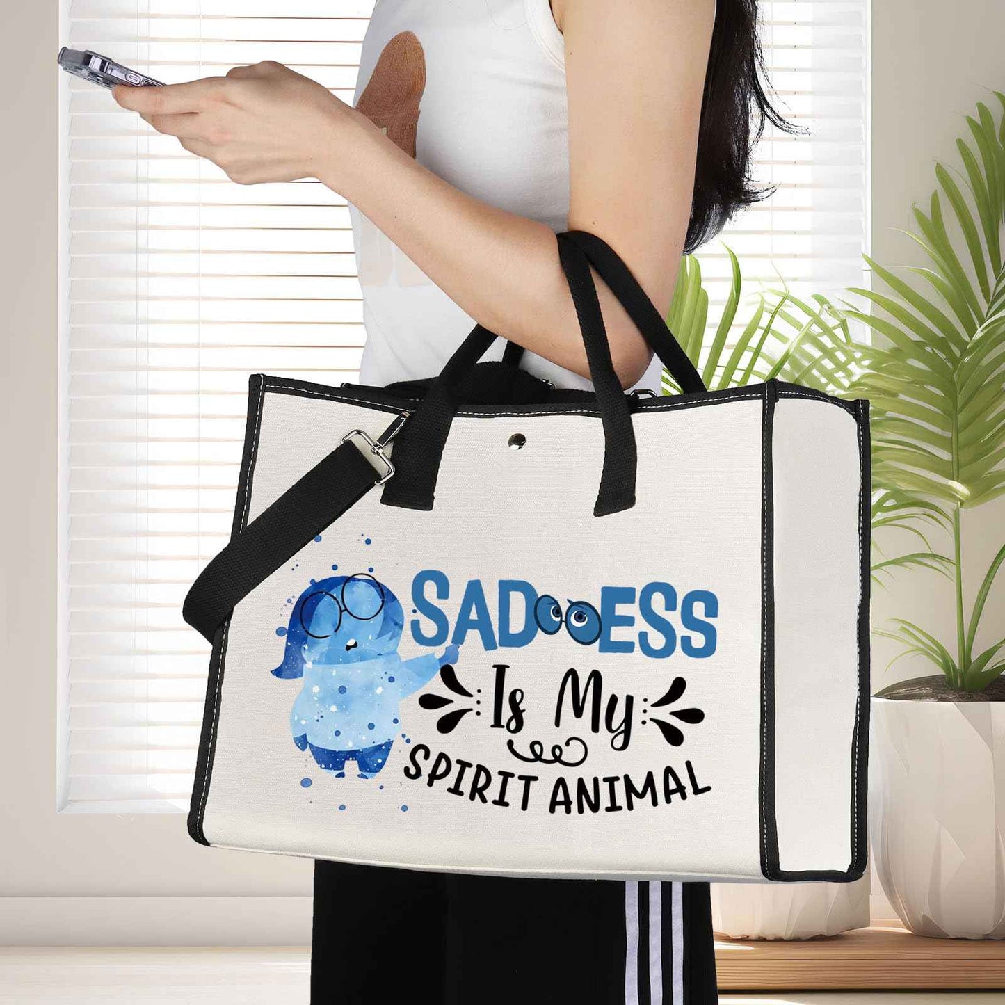 JNIAP Emotion Movie Makeup Bag Cartoon Movie Gifts Cartoon Lover Gifts Emotions Feeling Emotional Zipper Pouch(Sadnes Tote)