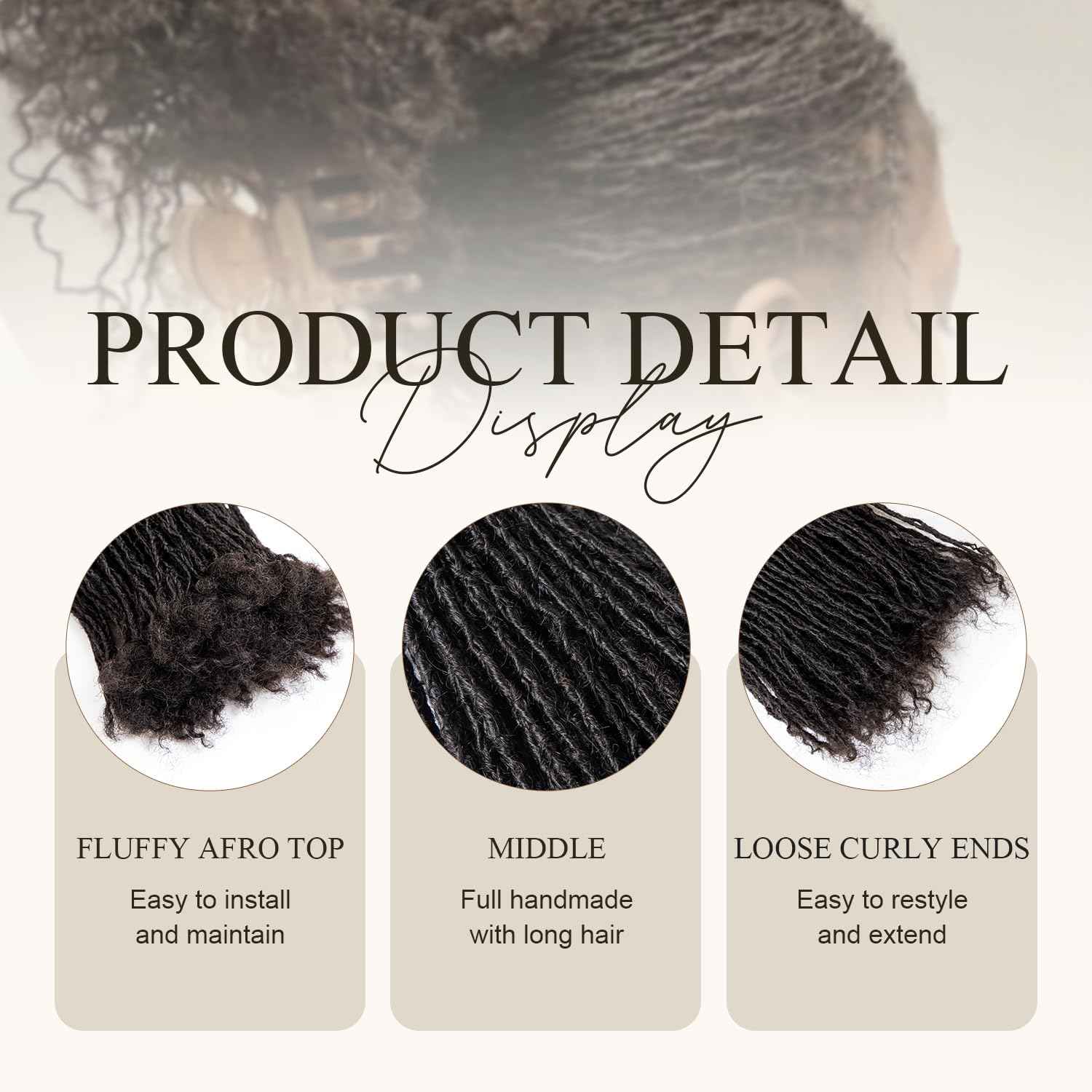DAIXI Handmade Interlocking Sisterlocks Curly Tips 100% Real Human Hair Permanent Micro Locs Extensions Natural Looking Soft Dreadlocks Can Be Bleached and Dyed.(1B - 0.2cm, 8 Inch 30 Strands)